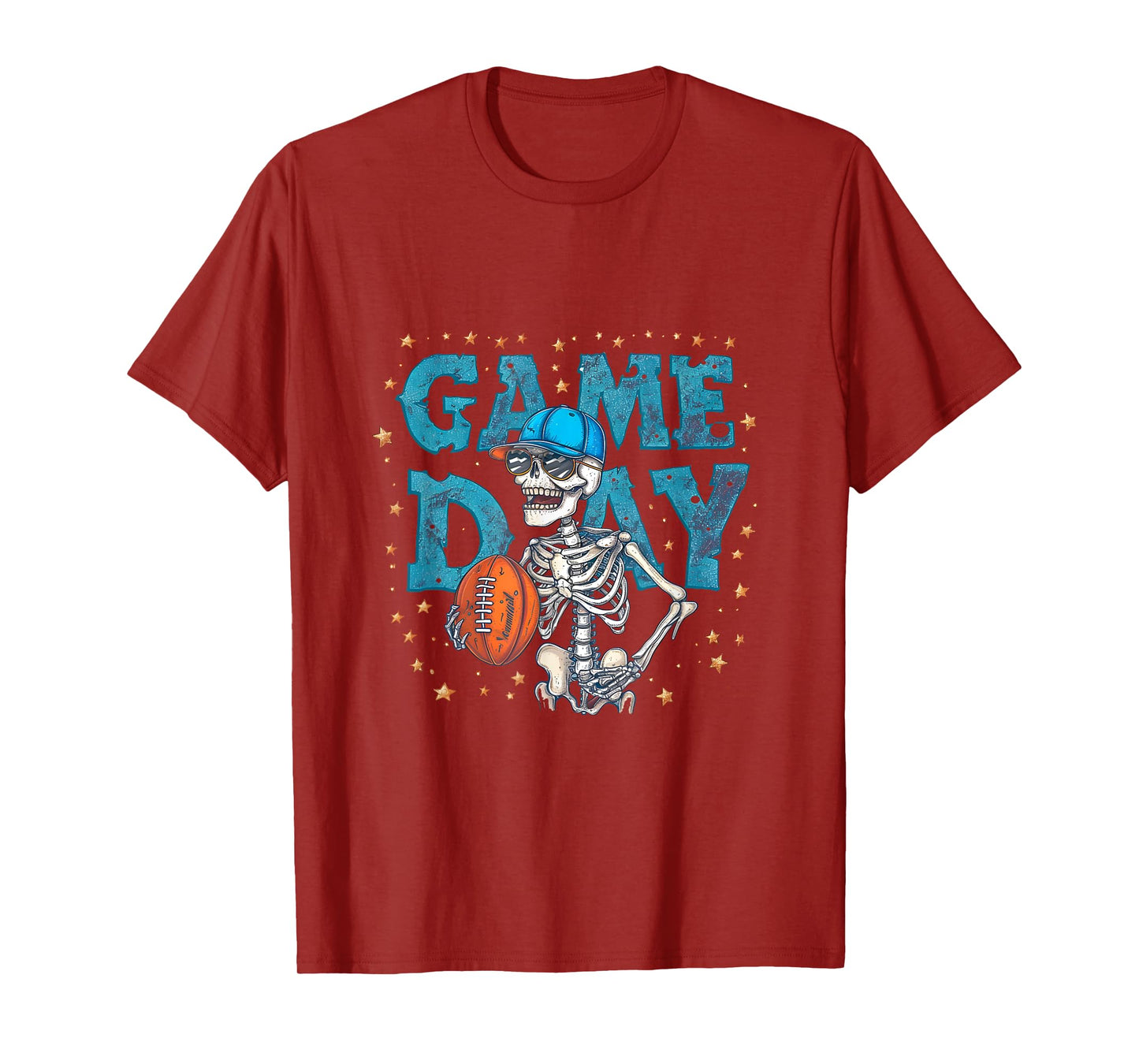 Game Day Football Skeleton Graphic Funny Sports Fan Apparel T-Shirt