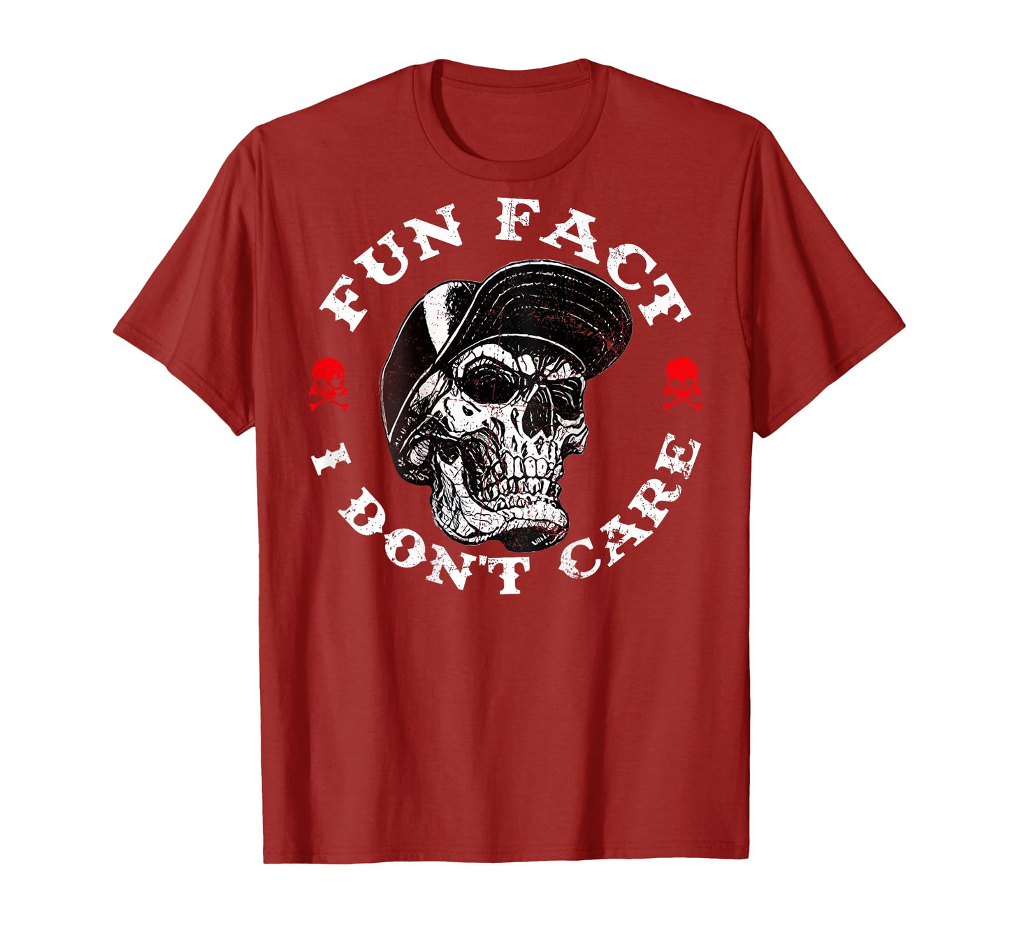 Fun Fact I Don't Care Funny Skeleton Sarcastic Humor (Back) T-Shirt