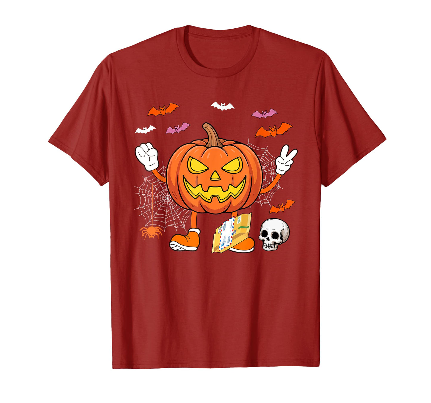 Postal Worker Job Horror Carved Pumpkin Halloween Team T-Shirt