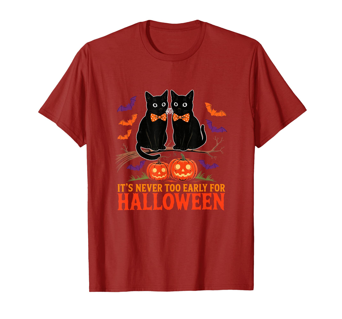 Not Too Early for Halloween Couple Cats Carved Pumpkins T-Shirt