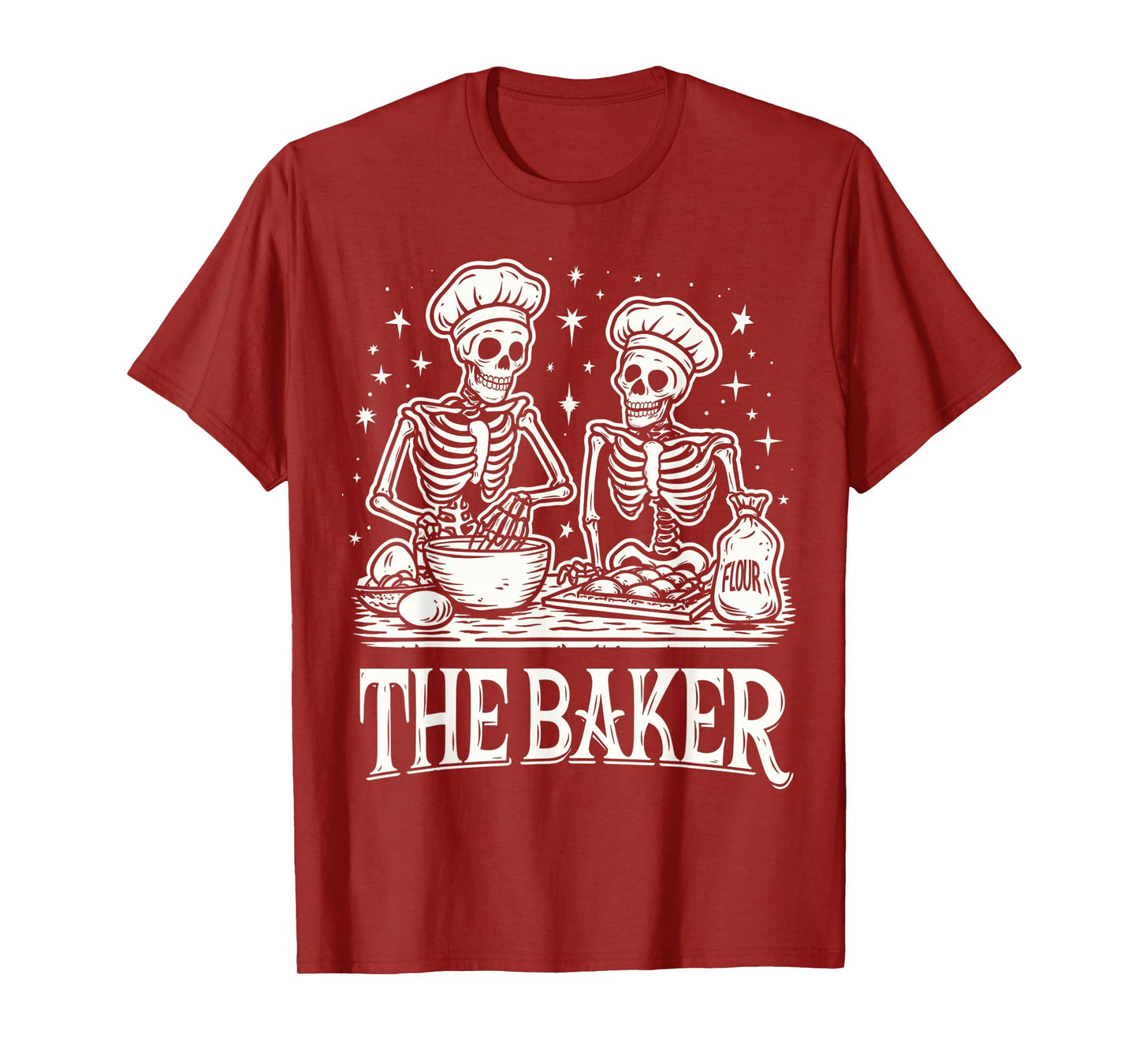 Skeletons Baker Halloween Baking Bakery Cake Lover Vintage T-Shirt