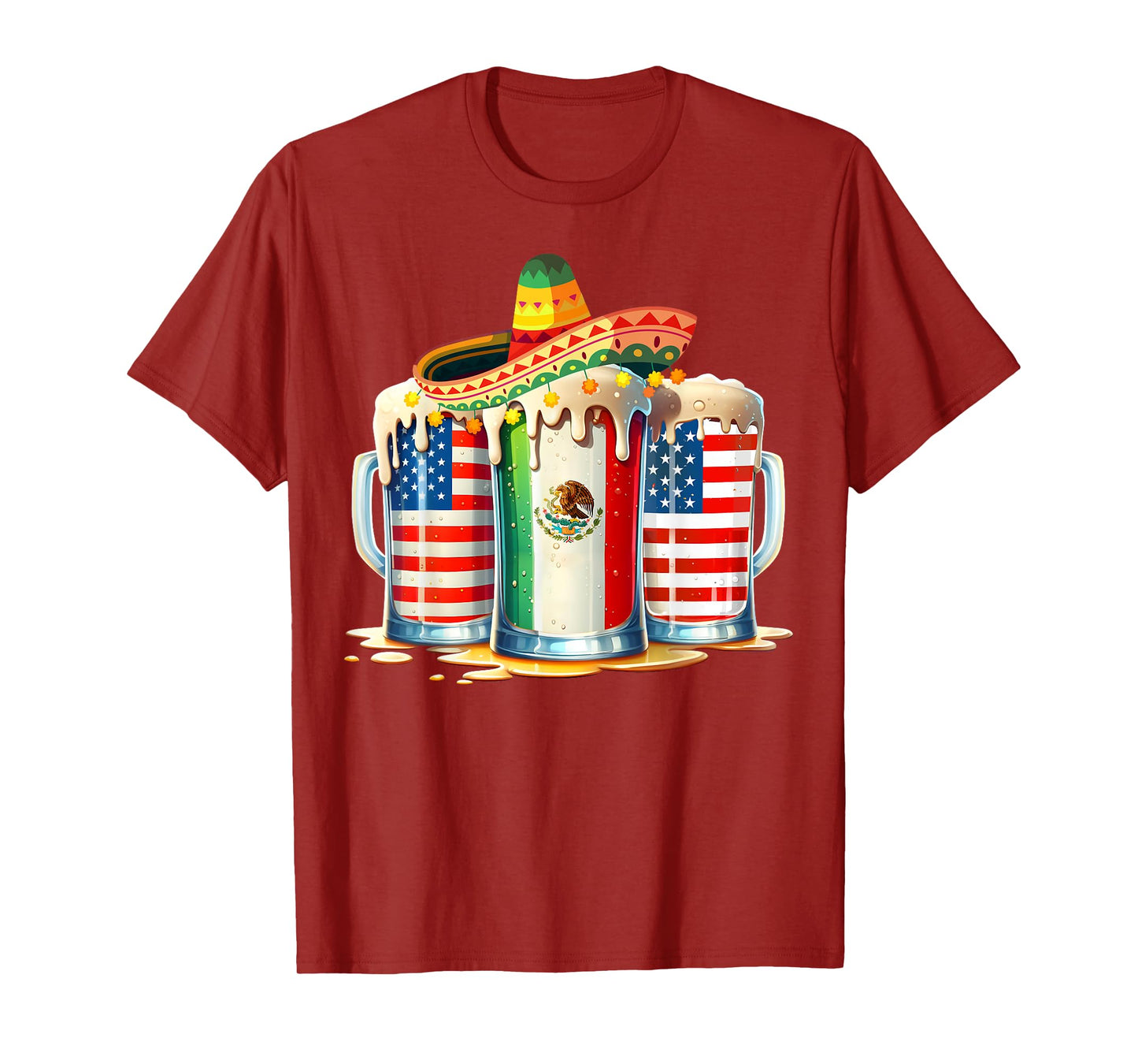 Cinco de Mayo Beer Mexican USA Flag Drinking Party Men Women T-Shirt