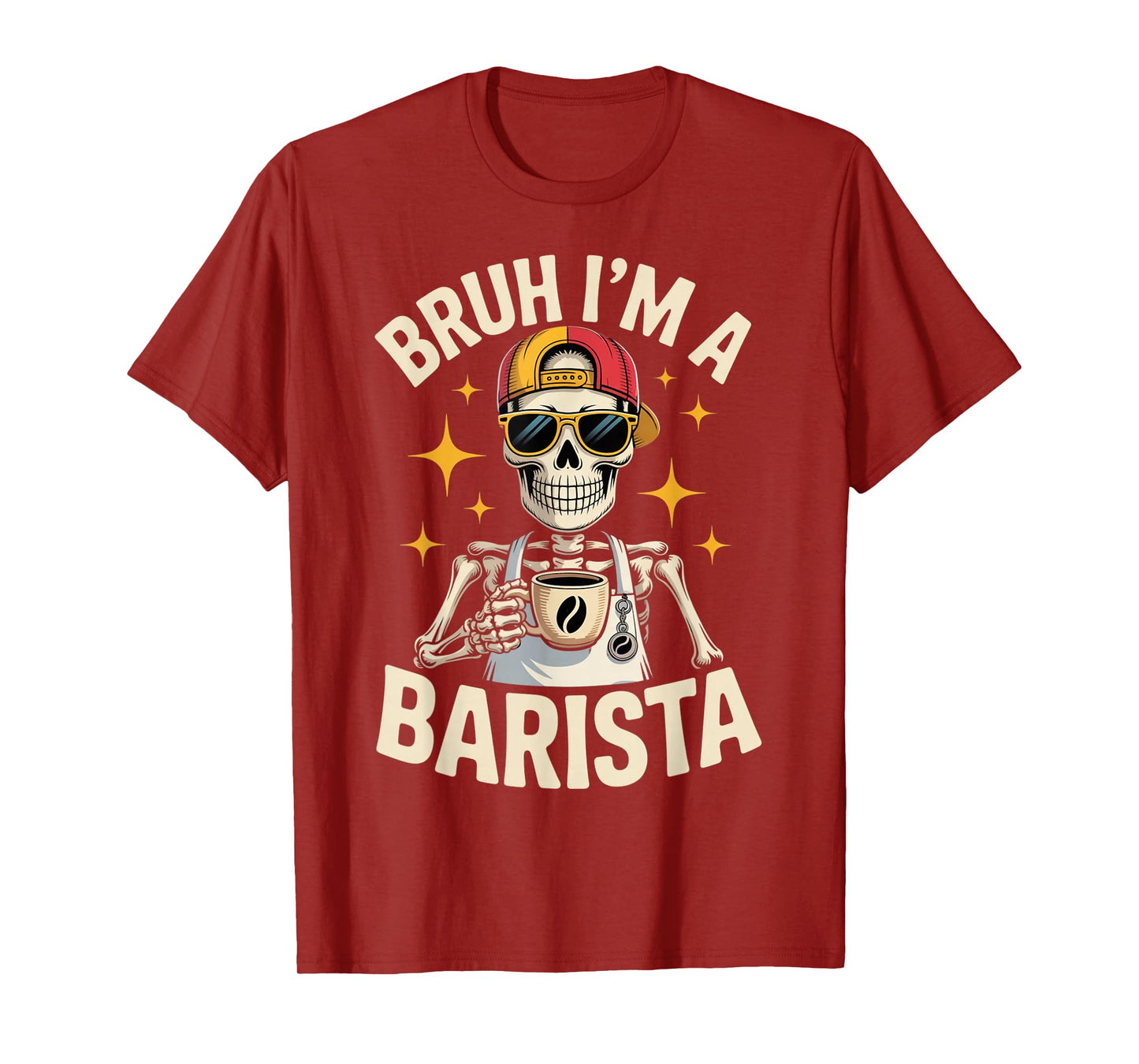 Bruh I'm a Barista Funny Skeleton Halloween Spooky Costume T-Shirt