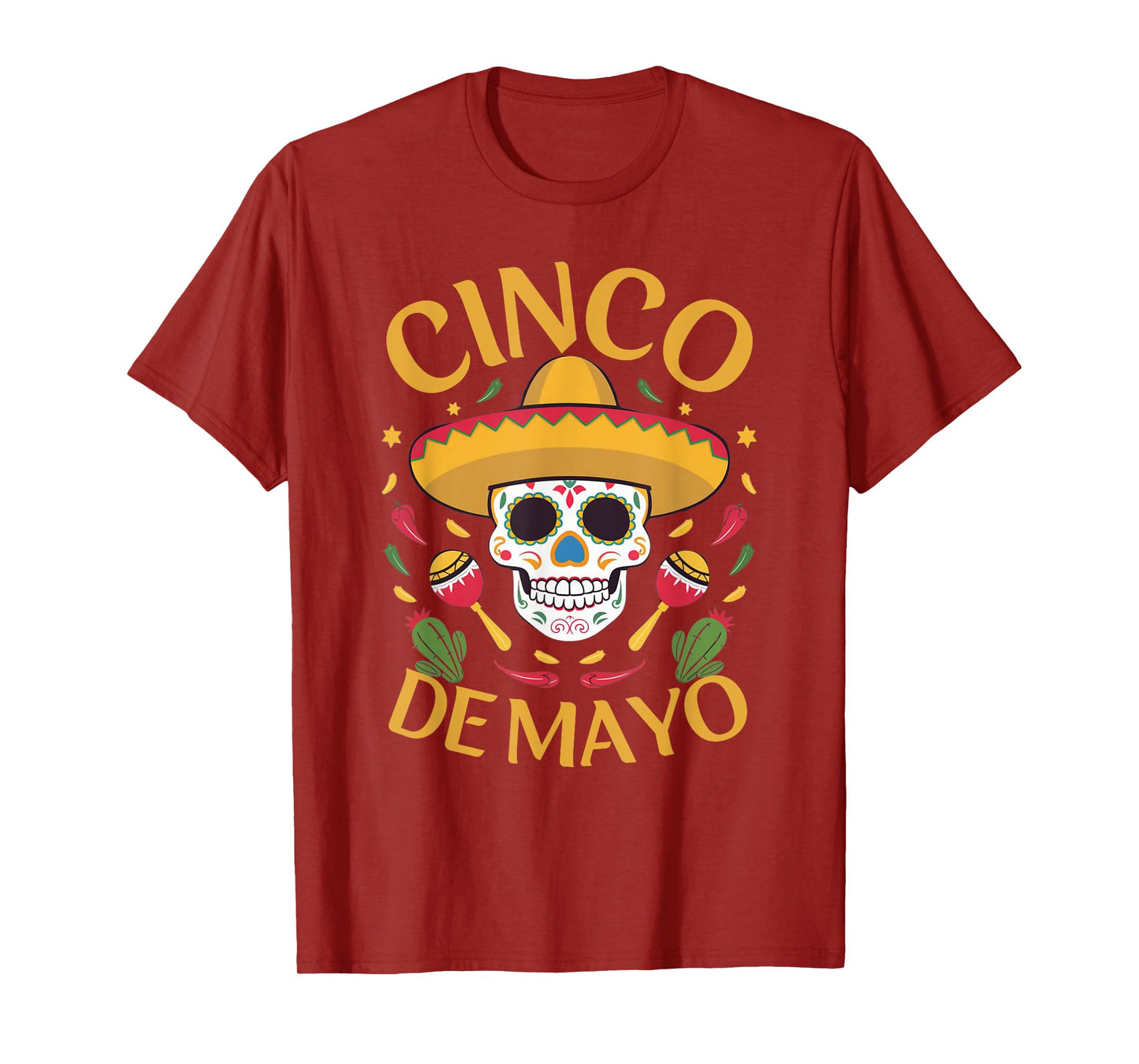 Cinco De Mayo Sugar Skull Mexican Fiesta 5 De Mayo Women Men T-Shirt