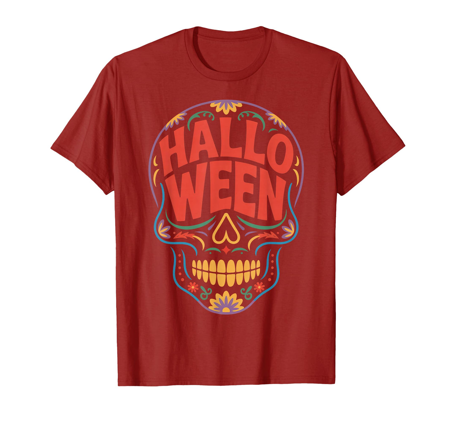 Halloween Costumes Skull Typography Graphic Creepy Spooky T-Shirt