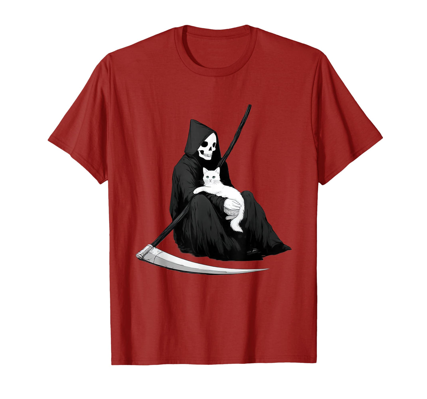 Skeleton Death Cat Lover Funny Skull & Kitty Halloween T-Shirt
