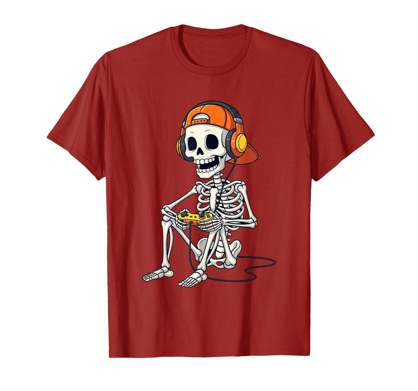 Halloween Skeleton Gamer Video Gaming Boys Men Kids Tees T-Shirt