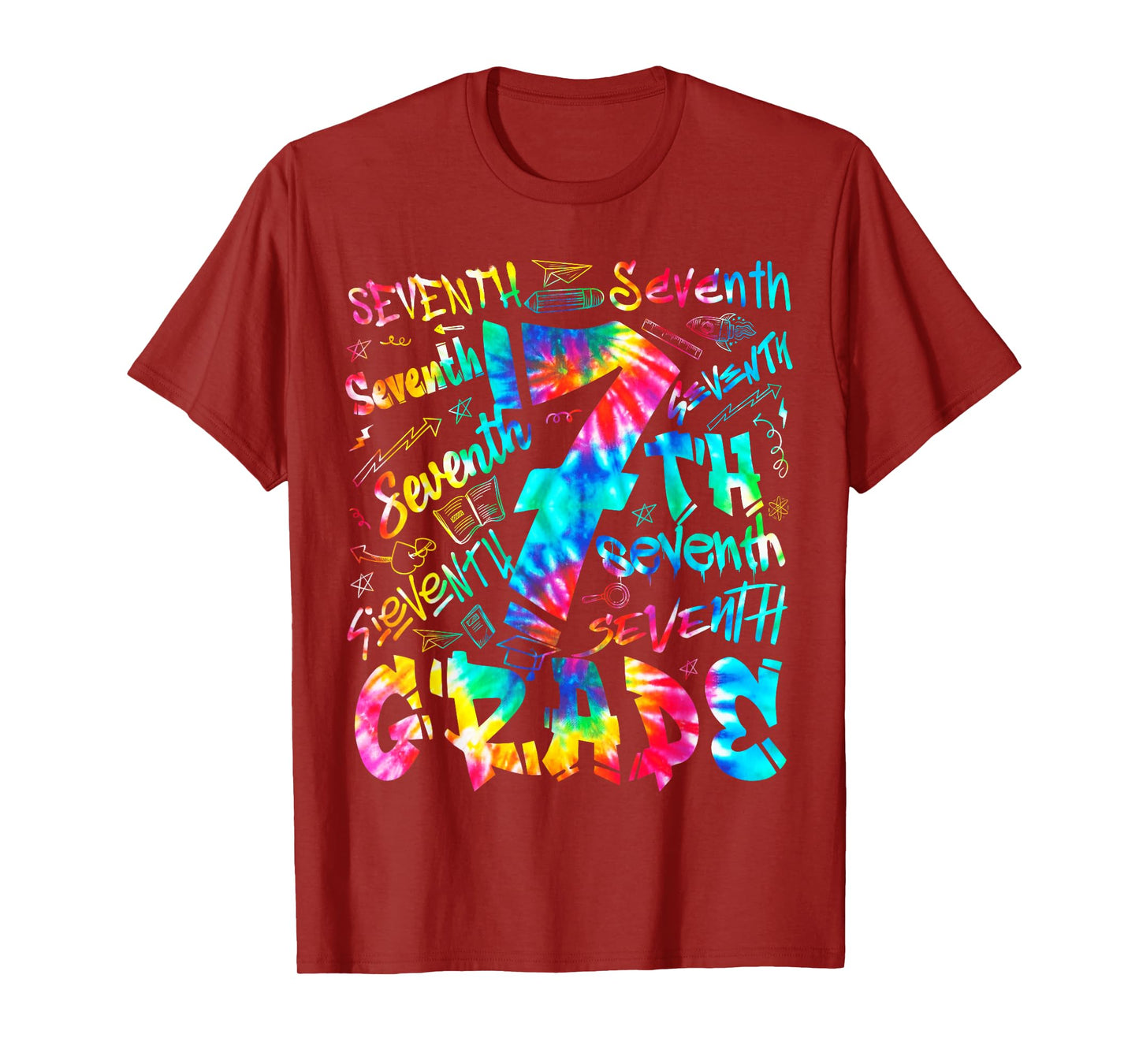 Back To School Seventh 7th Grade Tie Dye Typography Teacher T-Shirt