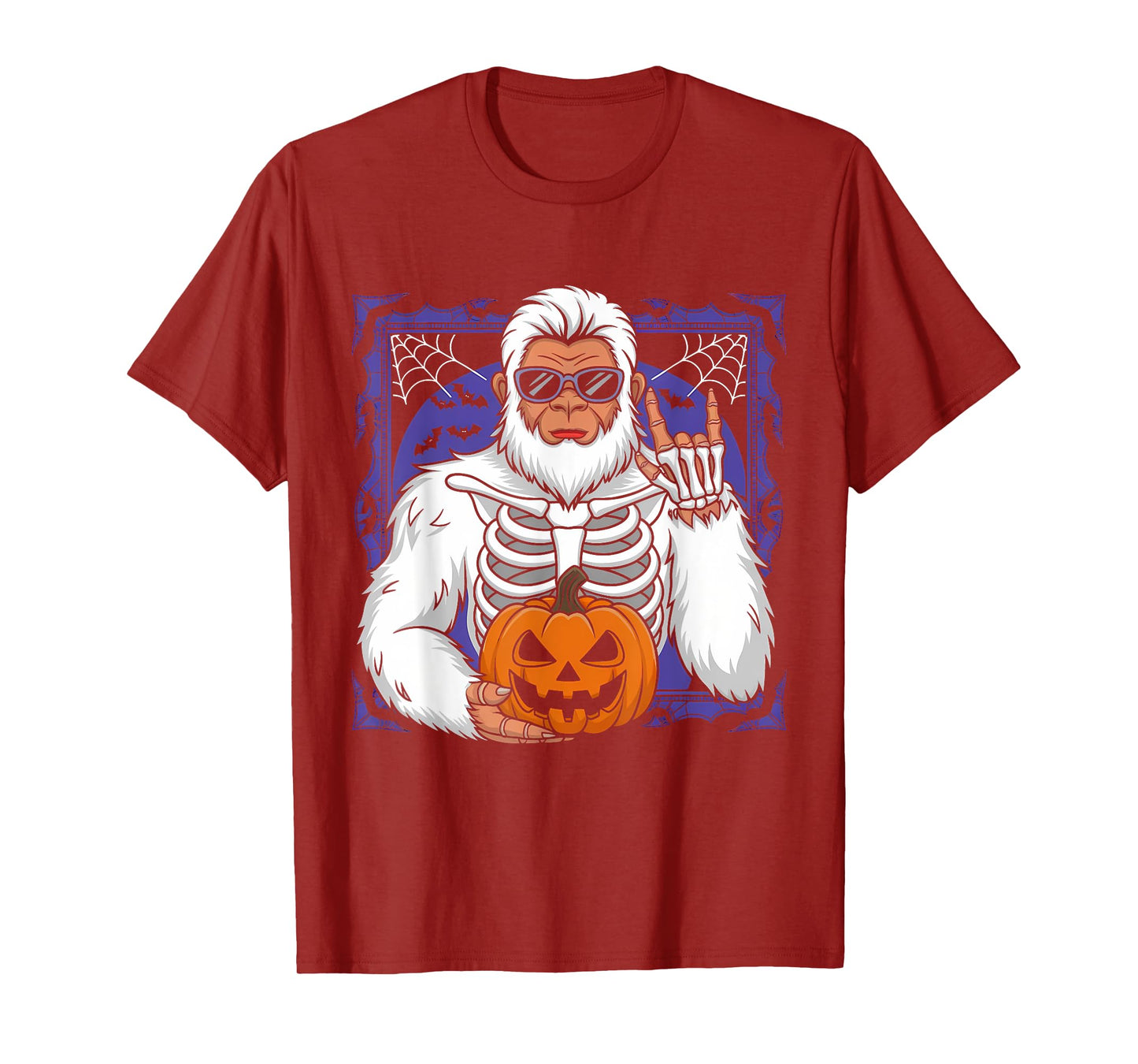 Spooky Bigfoot Jack O Lantern Skeleton Halloween Men & Boys T-Shirt