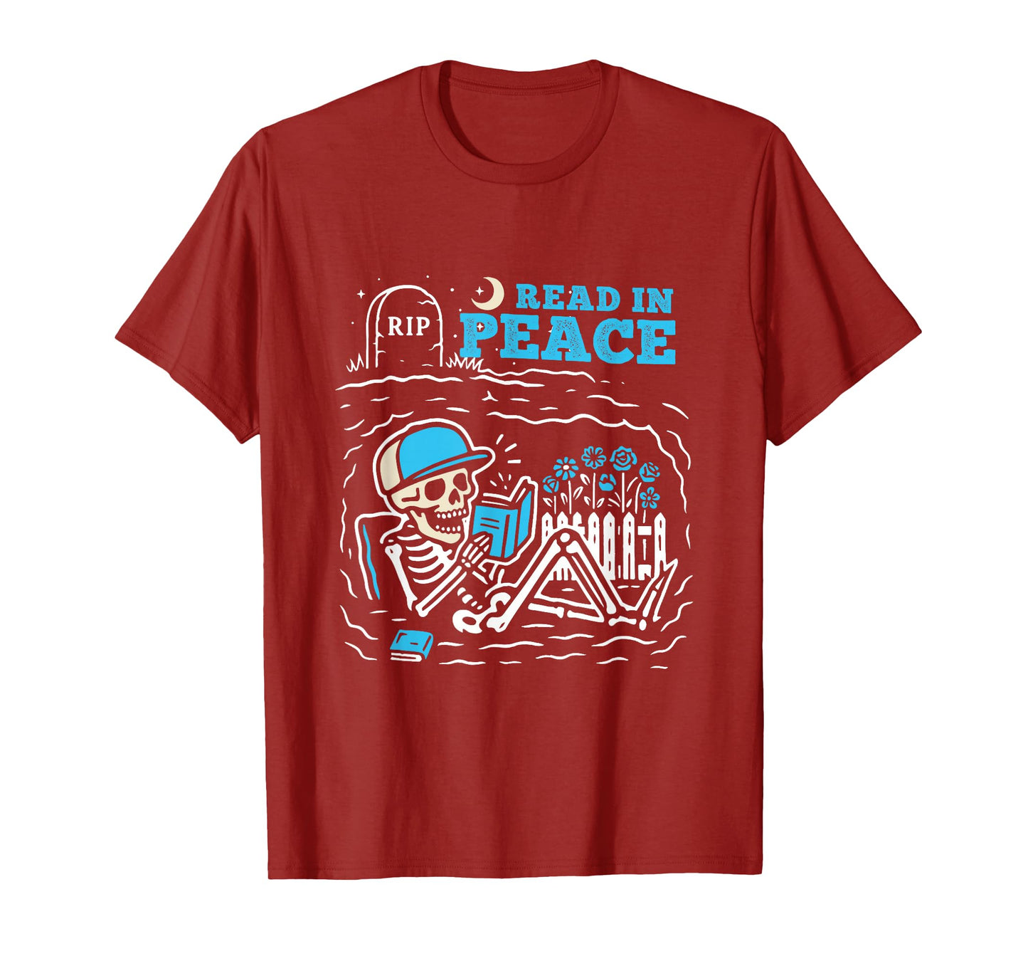 Funny Skeleton Reading Book Lover Librarian Women & Men T-Shirt