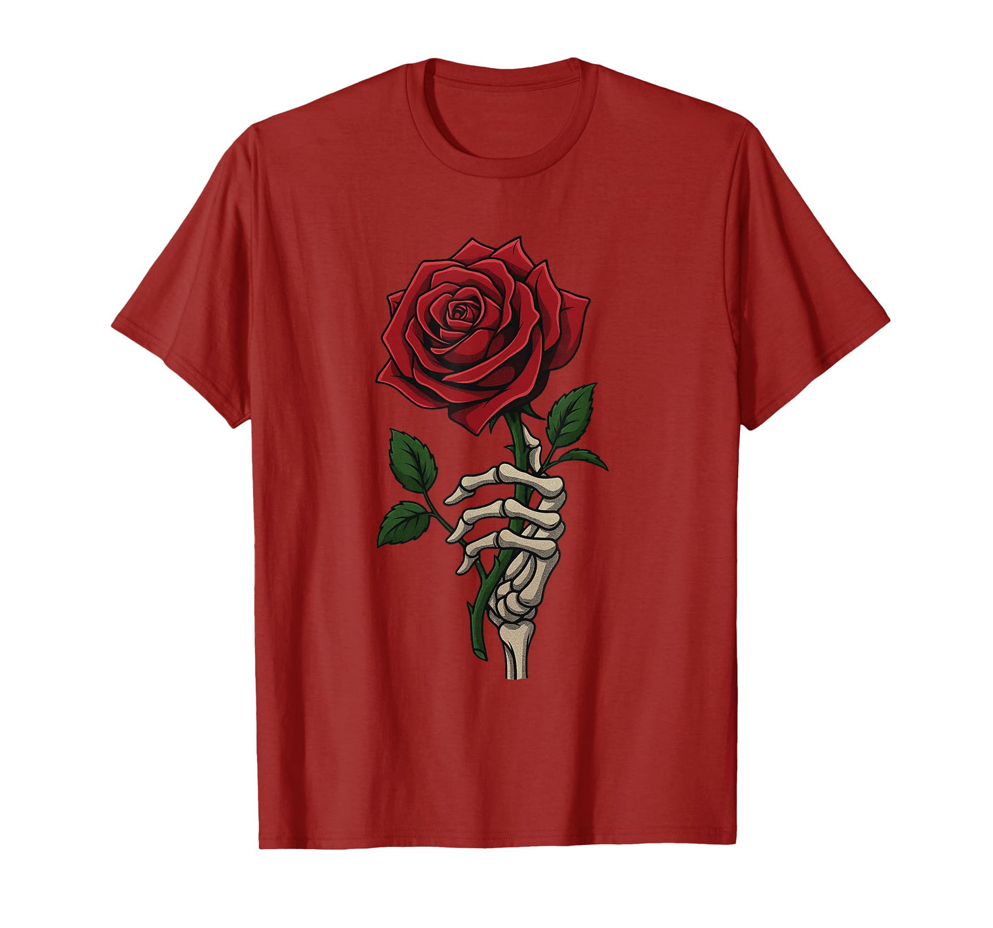 Skeleton Hand Holding Rose | Aesthetic Red Flower T-Shirt