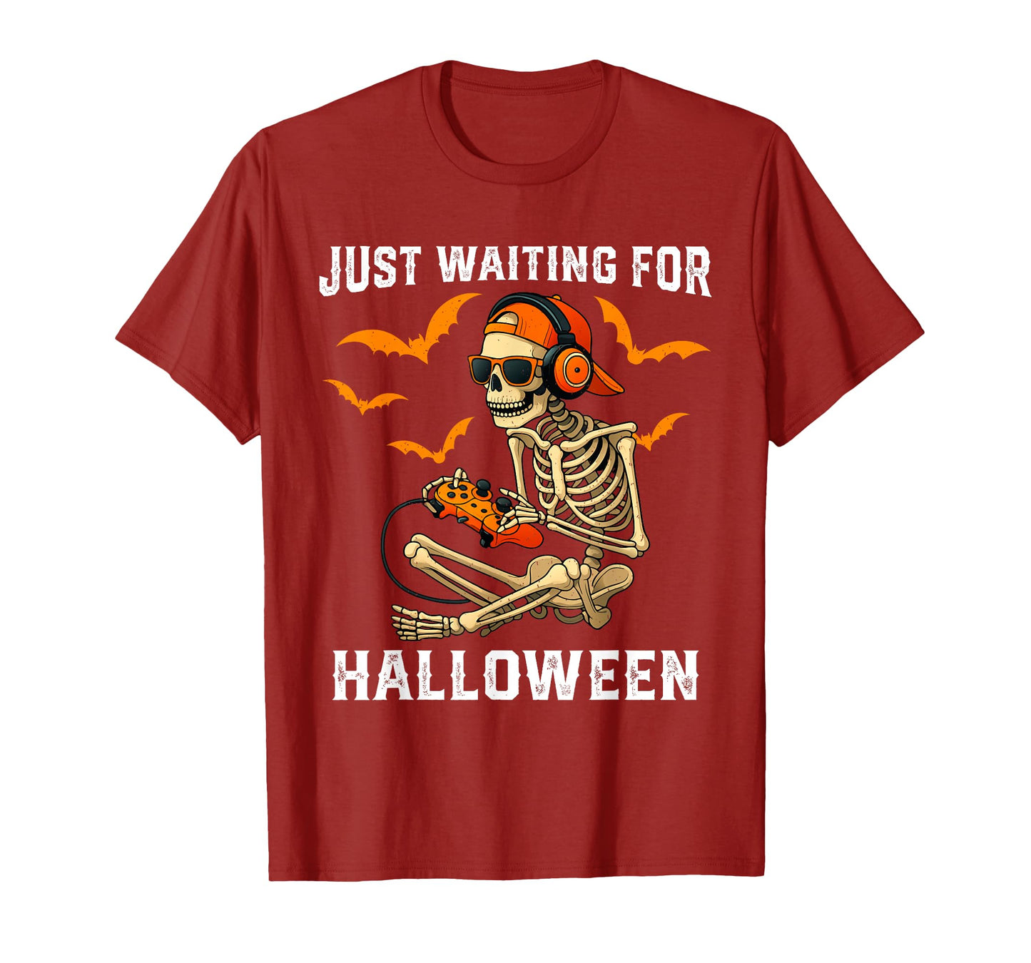 Funny Skeleton Just Waiting for Halloween Gamer T-Shirt