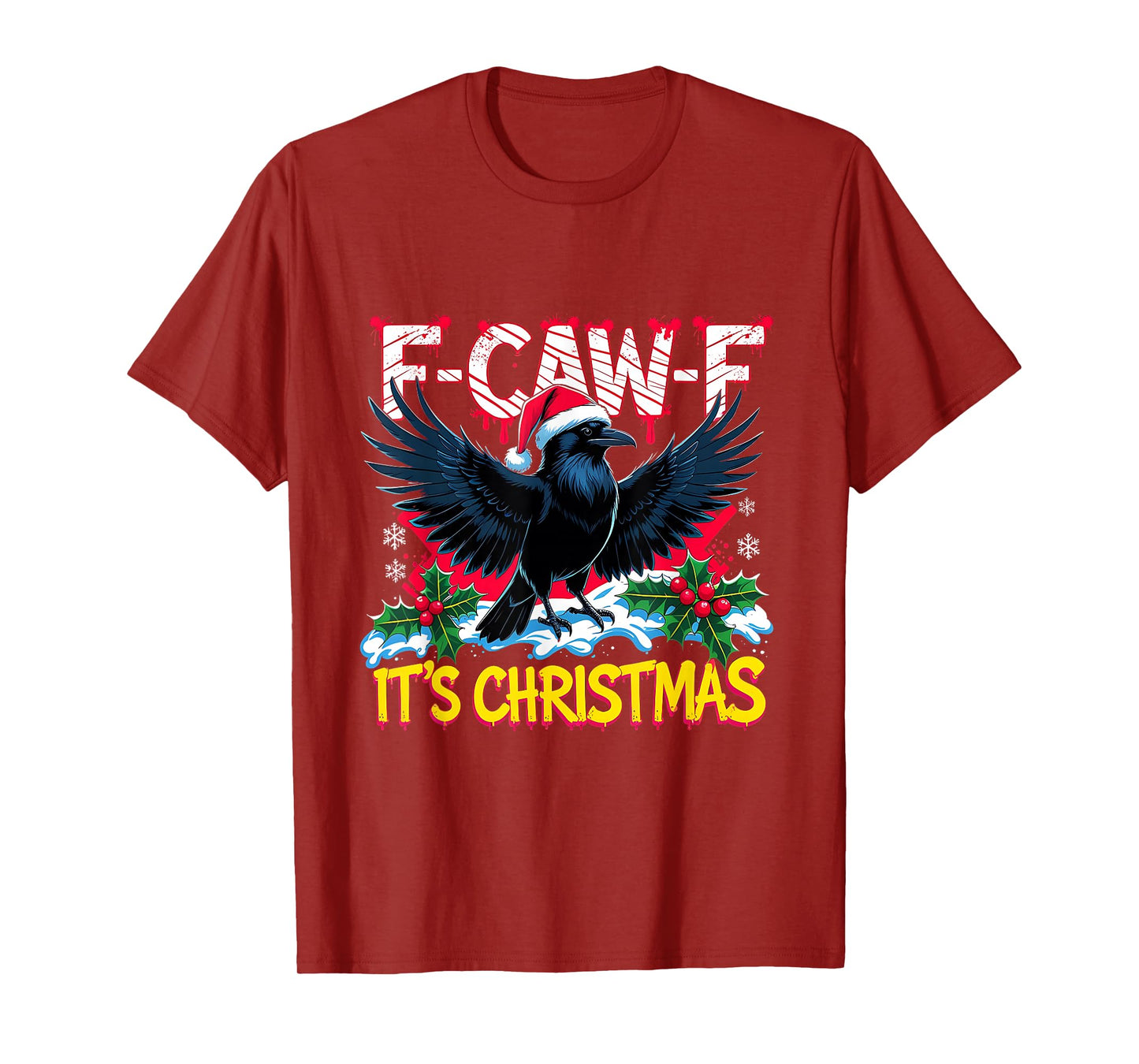 F-Caw-F It’s Christmas Funny Raven Holiday Lights Tee T-Shirt