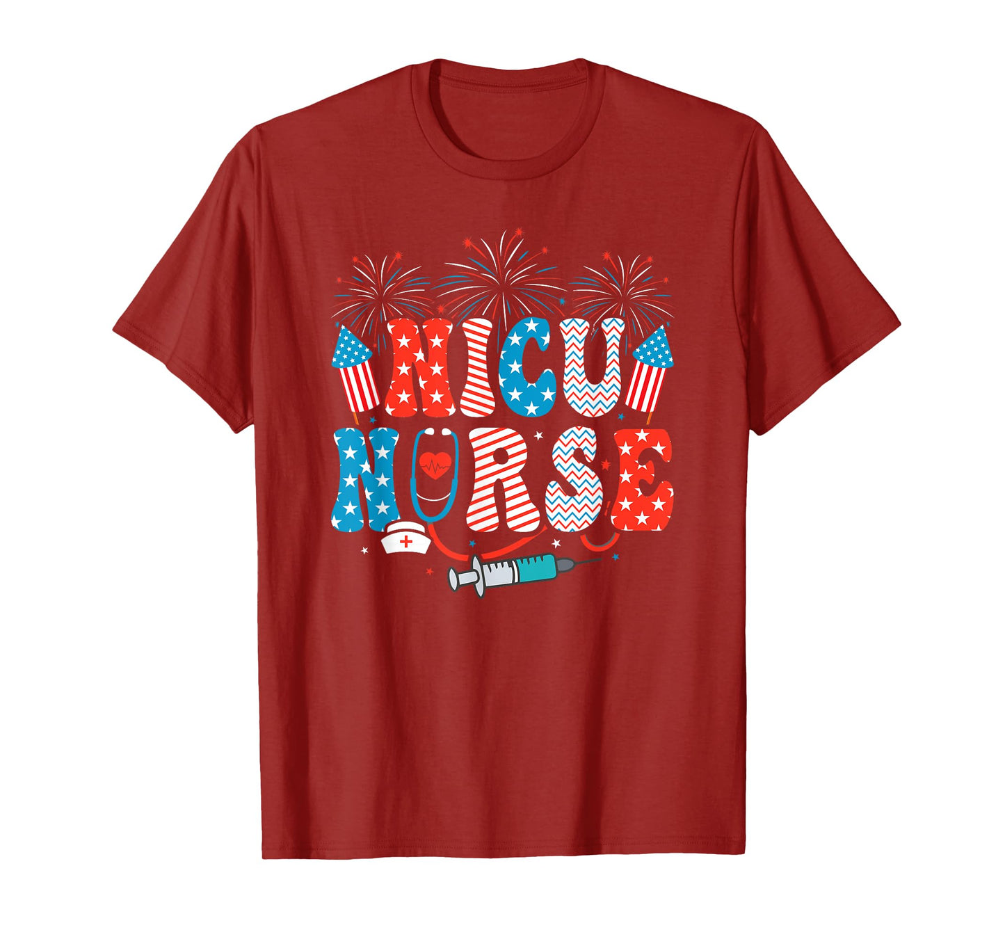 NICU Nurse 4th Of July American Flag Patriotic Nicu Nurse T-Shirt