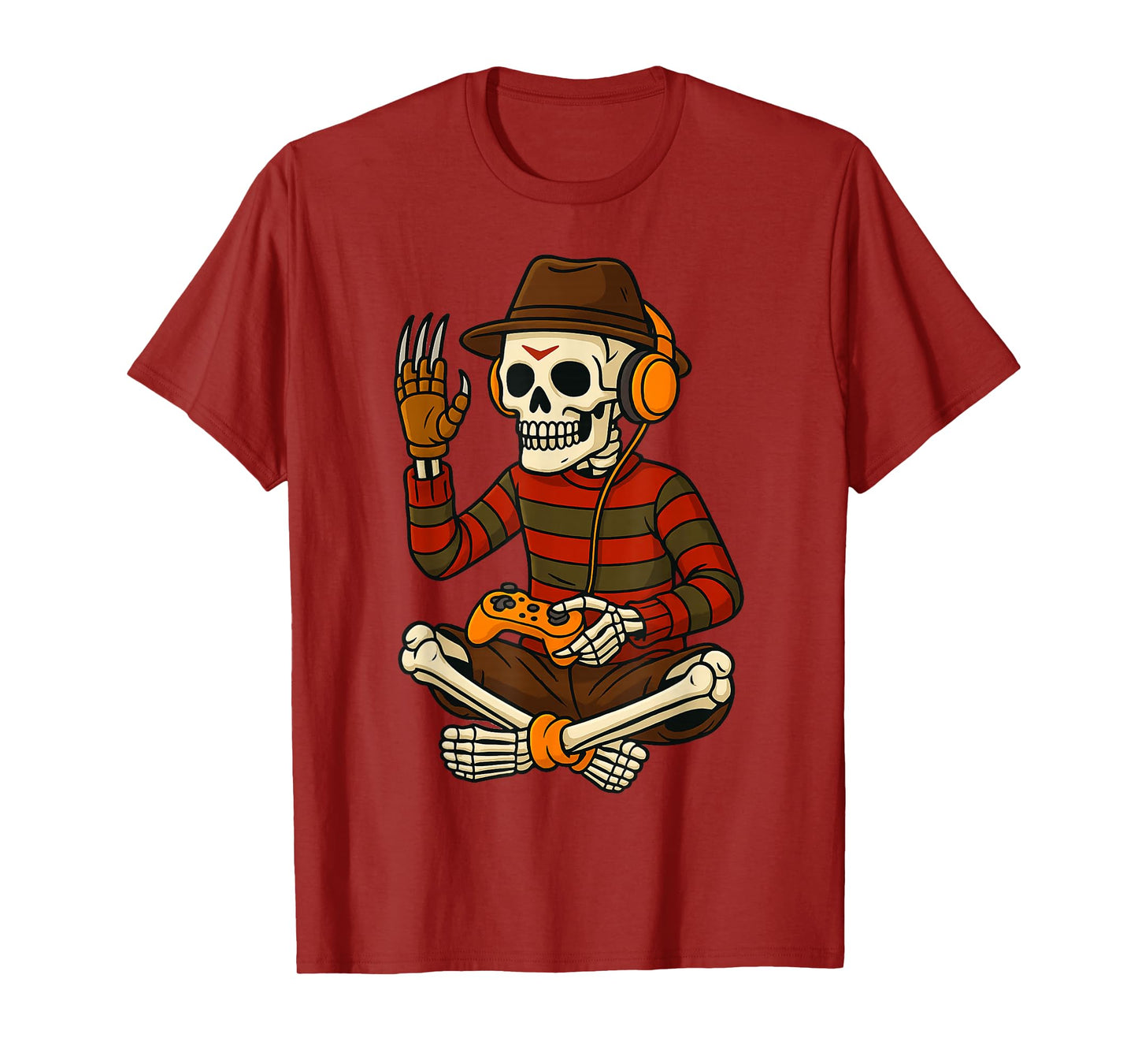 Halloween Skeleton Gamer Video Gaming Funny Skeleton Gaming T-Shirt