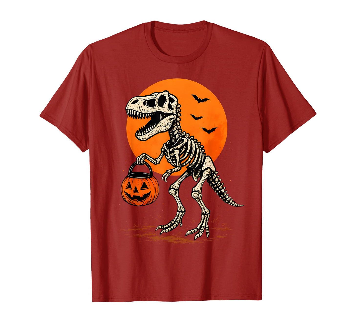 Spooky Saurus T Rex Skeleton Dinosaur Halloween Art T-Shirt