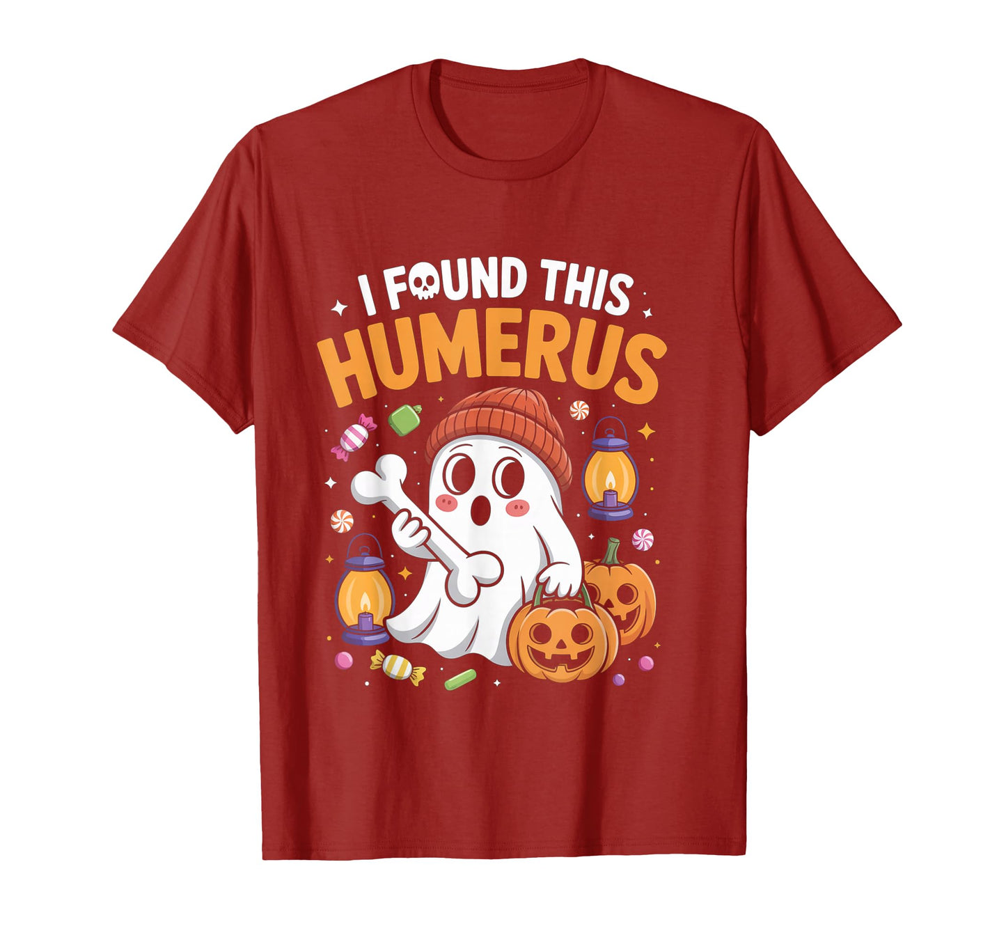 Ghost I Found This Humerus Funny Halloween Skeleton Women T-Shirt