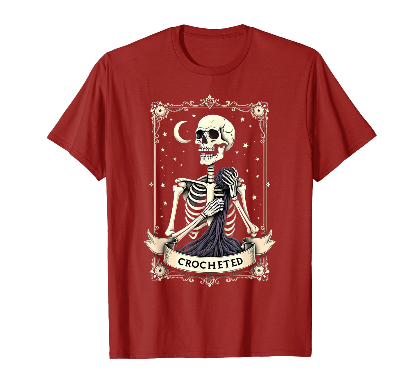 Gothic Tarot Card Crocheter Skeleton Halloween Quilter T-Shirt