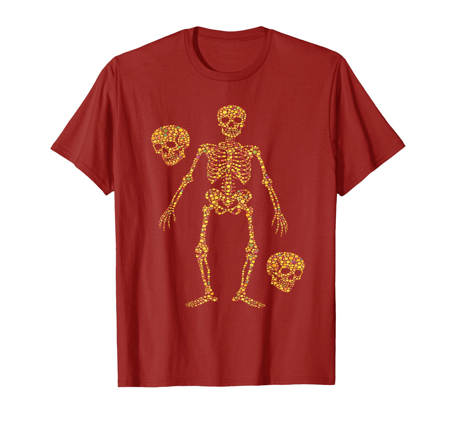 Retro Style Colorful Dots Skull Skeleton Halloween T-Shirt