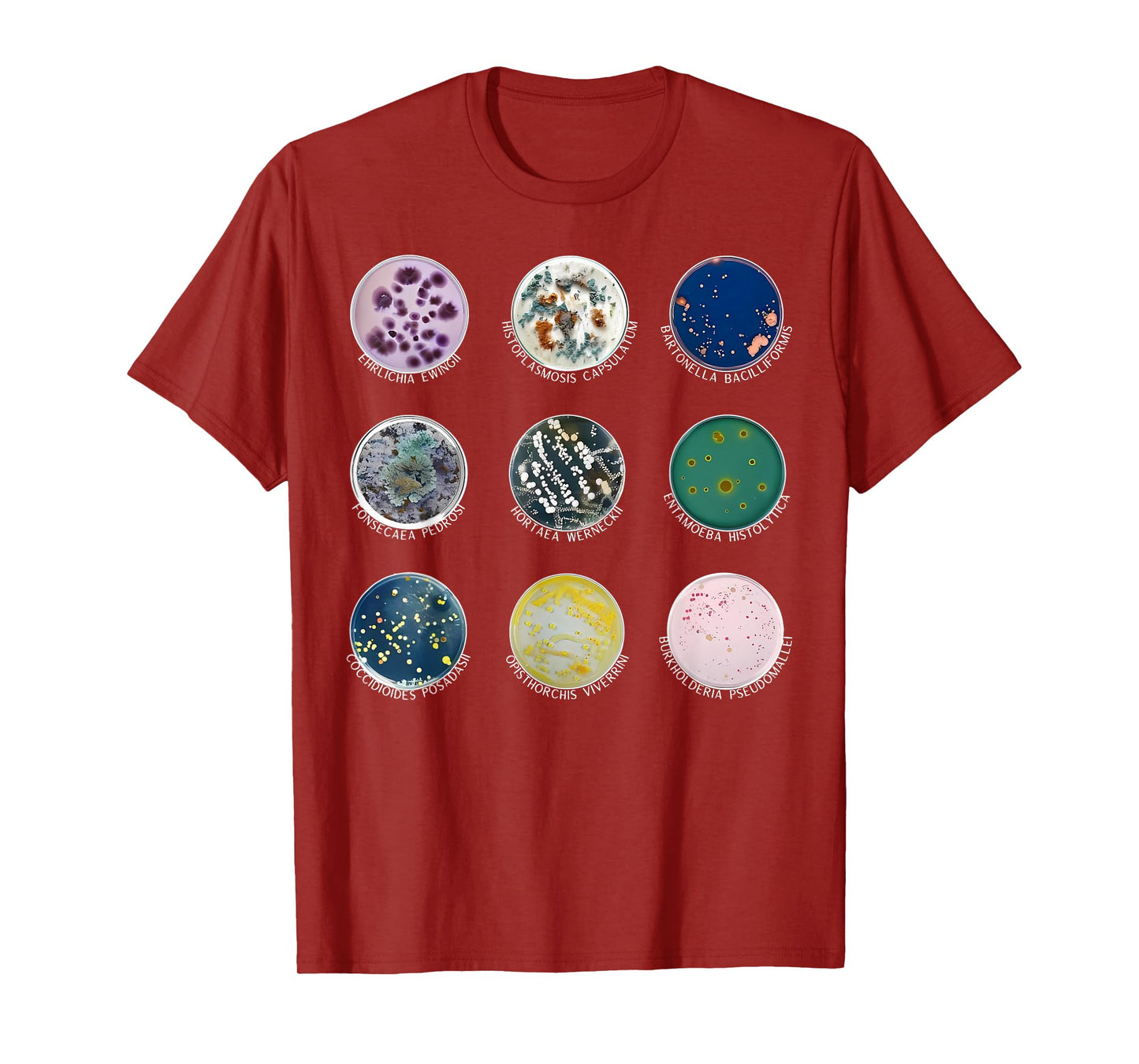 Types of Petri Dish Bacteria Microbiologist Biology Teacher T-Shirt