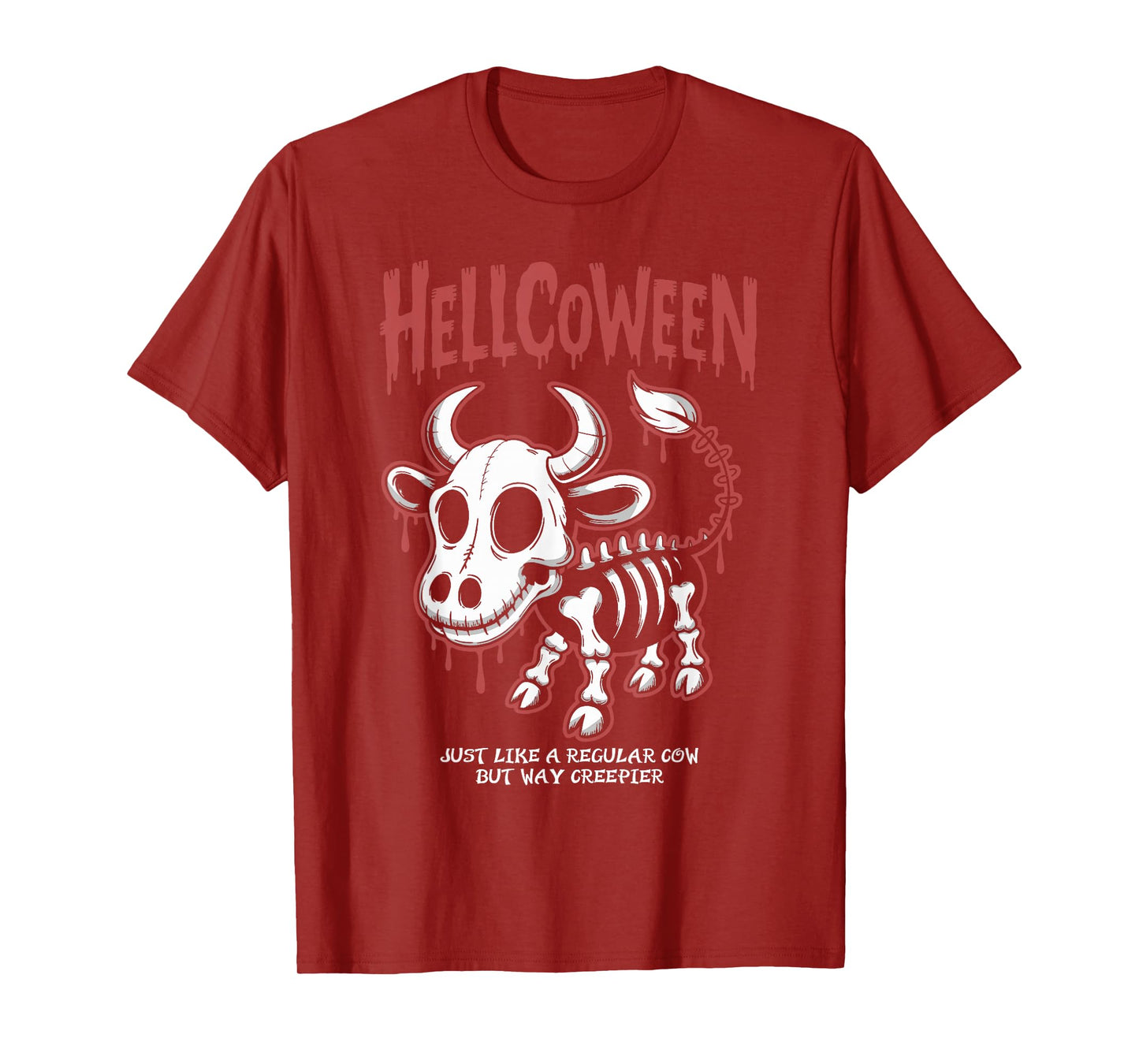 Spooky Cow Skeleton Hellcoween Halloween T-Shirt