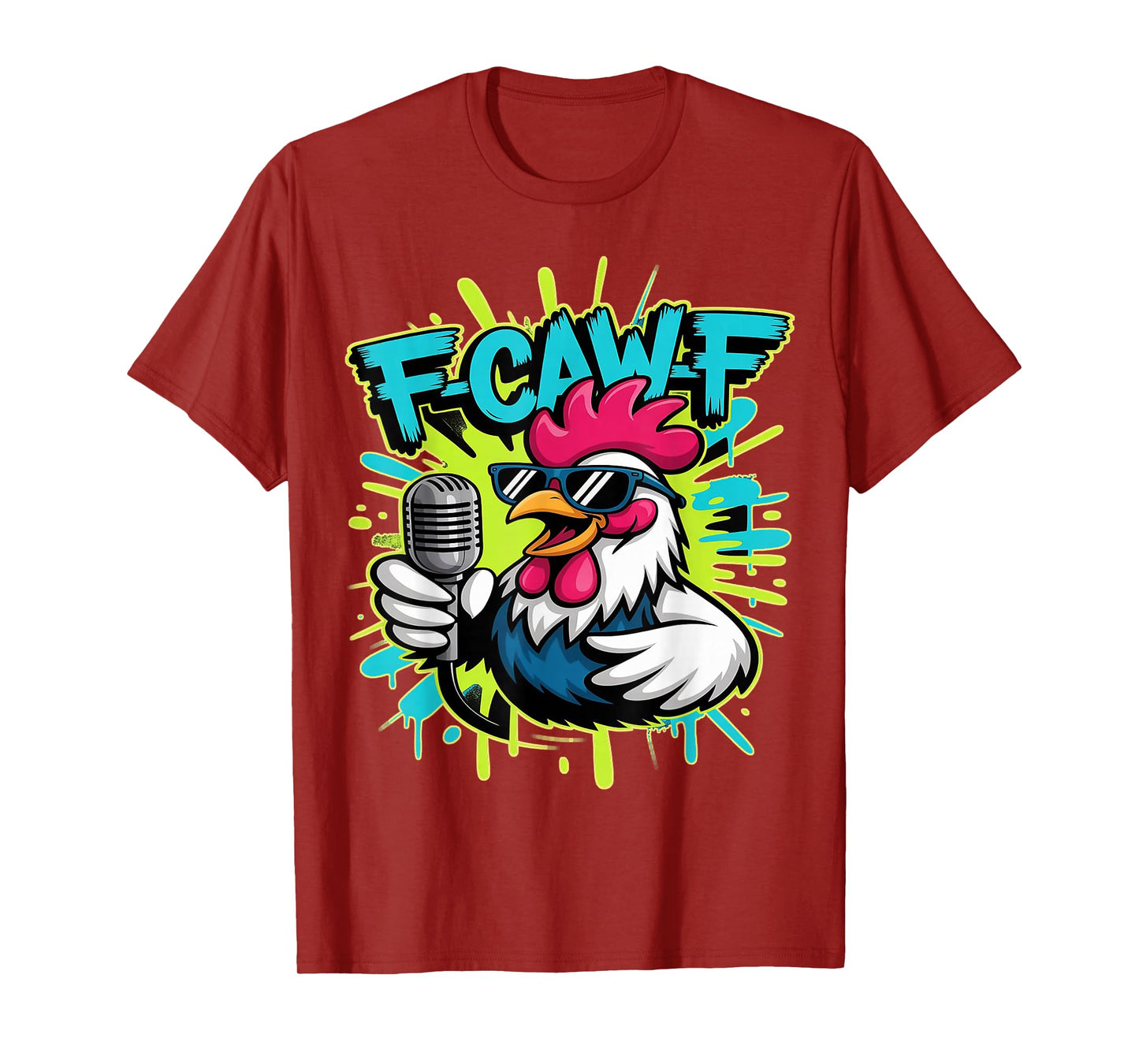 Graffiti Rooster F-CAW-F Funny Microphone Cartoon T-Shirt