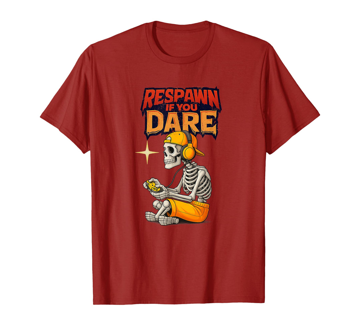 Respawn If You Dare Funny Skeleton Gamer Halloween T-Shirt