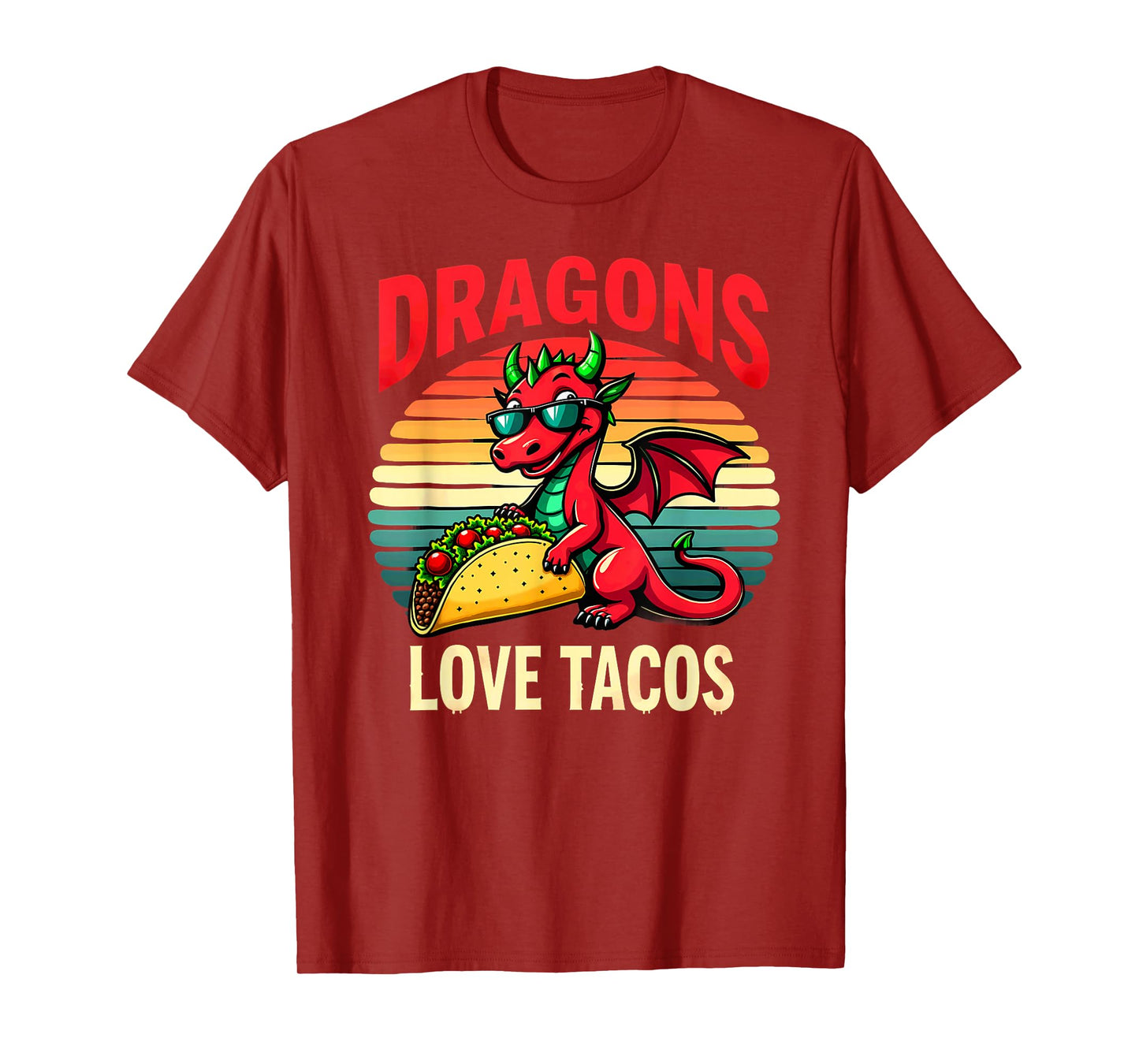Retro Dragons Love Tacos T-Shirt