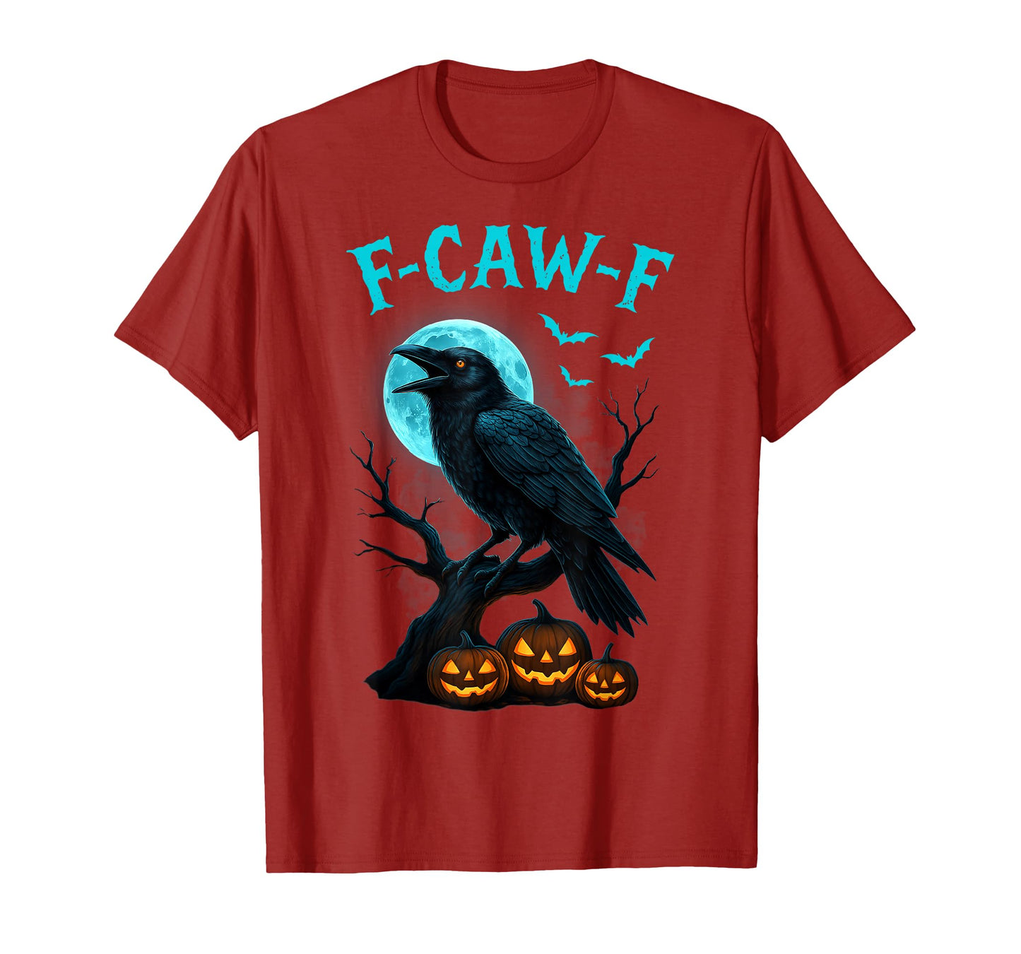 Funny F Caw F Raven Moon Gothic Graphic Halloween Crow Pun T-Shirt