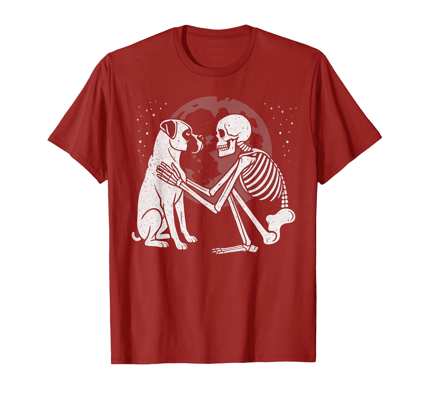 Boxer Dog Skeleton Moon Halloween Dog Lover T-Shirt