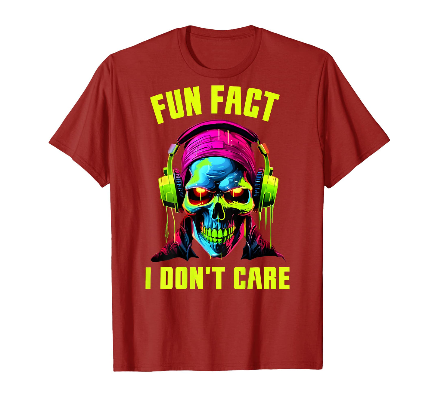 Fun Fact I Don't Care Funny Skeleton Sarcastic (ON Back) T-Shirt