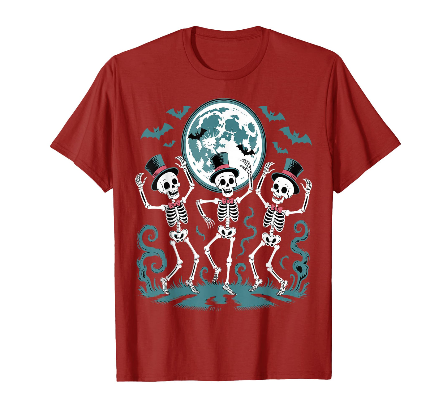 Skeleton Dancing Under The Moon Funny Spooky T-Shirt