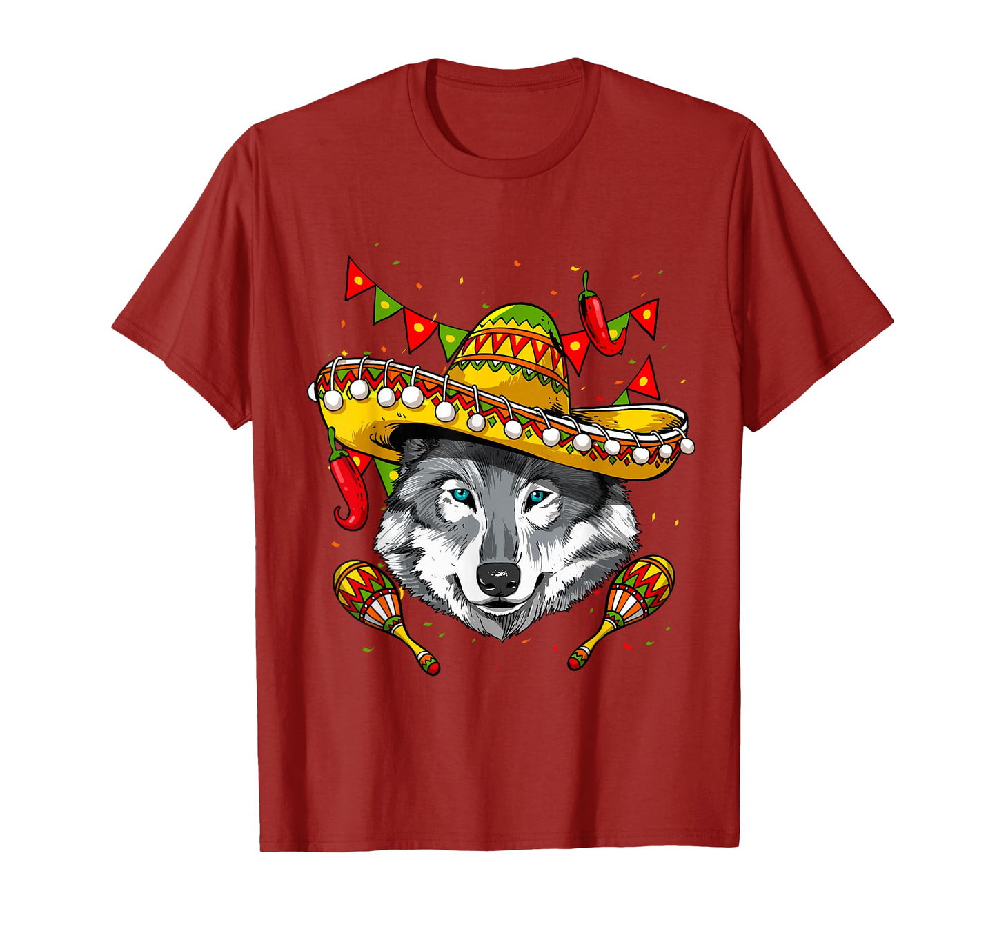 Cinco de Mayo Wolf Mexican Lover Sombrero Wolf T-Shirt