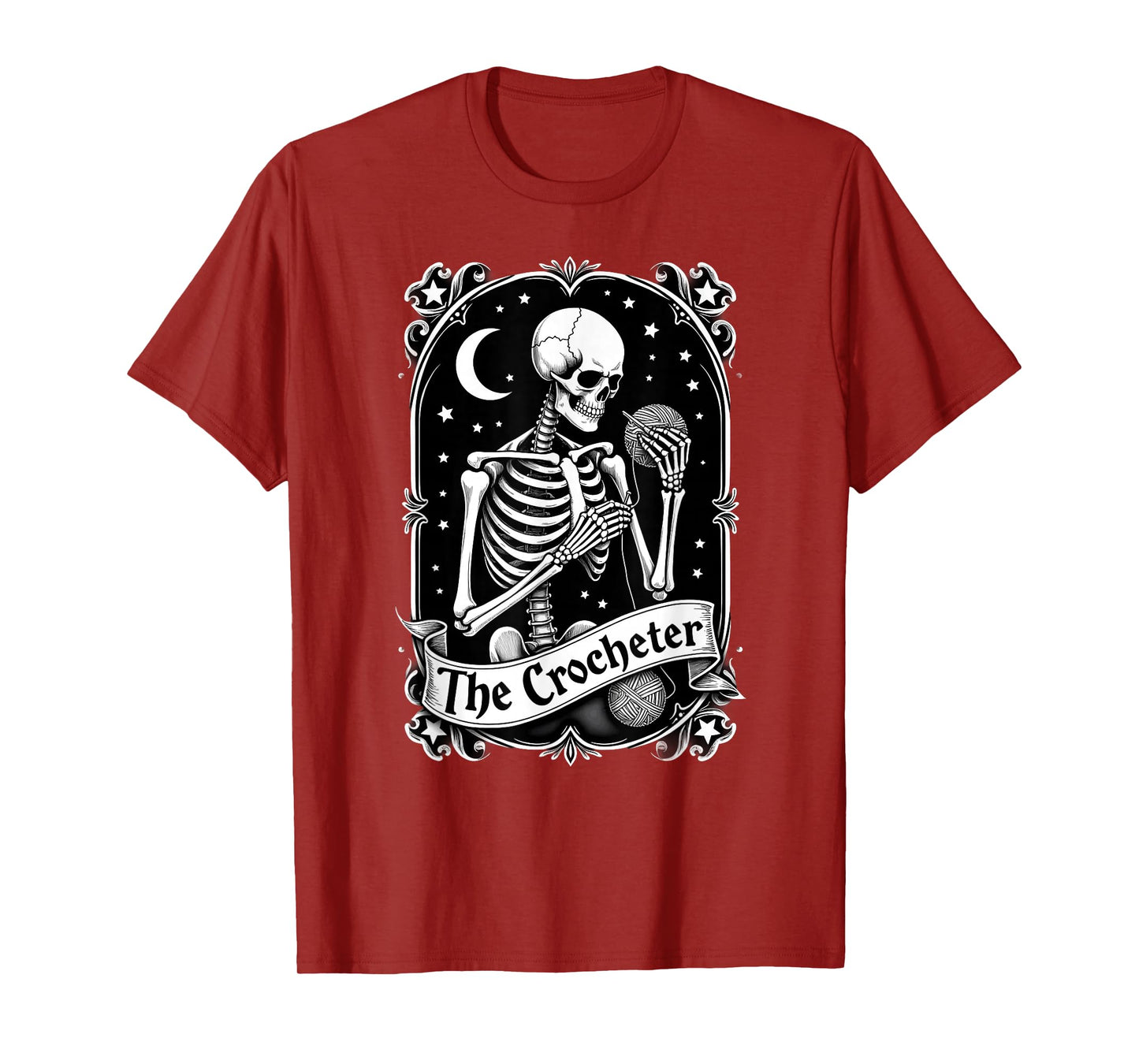 Gothic Tarot Card Crocheter Skeleton Halloween Quilter T-Shirt