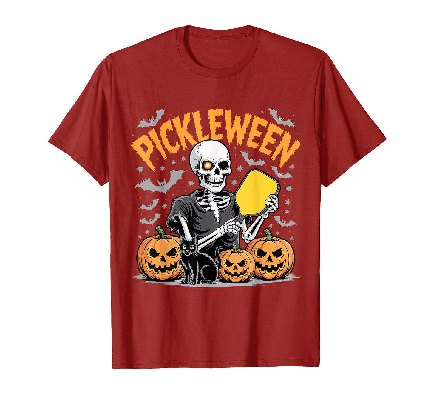 Pickleween Pickleball Player Funny Skeleton Halloween T-Shirt