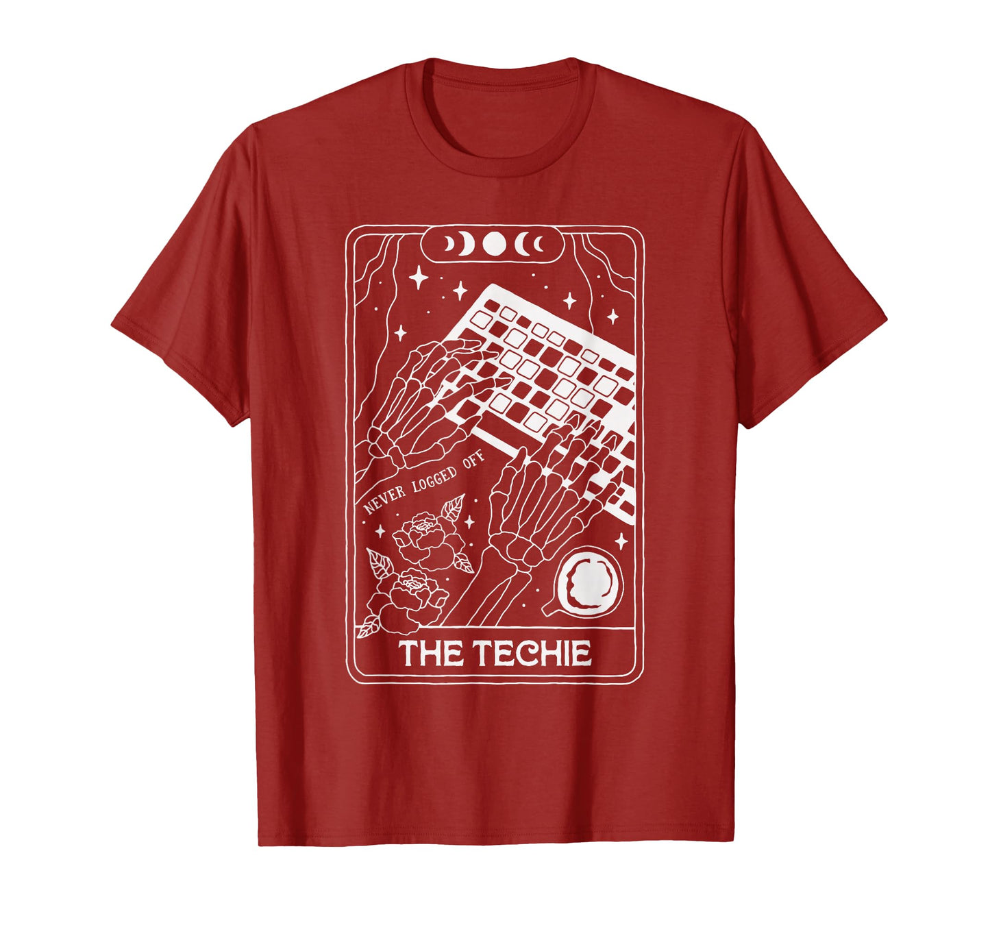 Skeleton Tarot Card Techie Never Logged Off Funny Geek Gamer T-Shirt