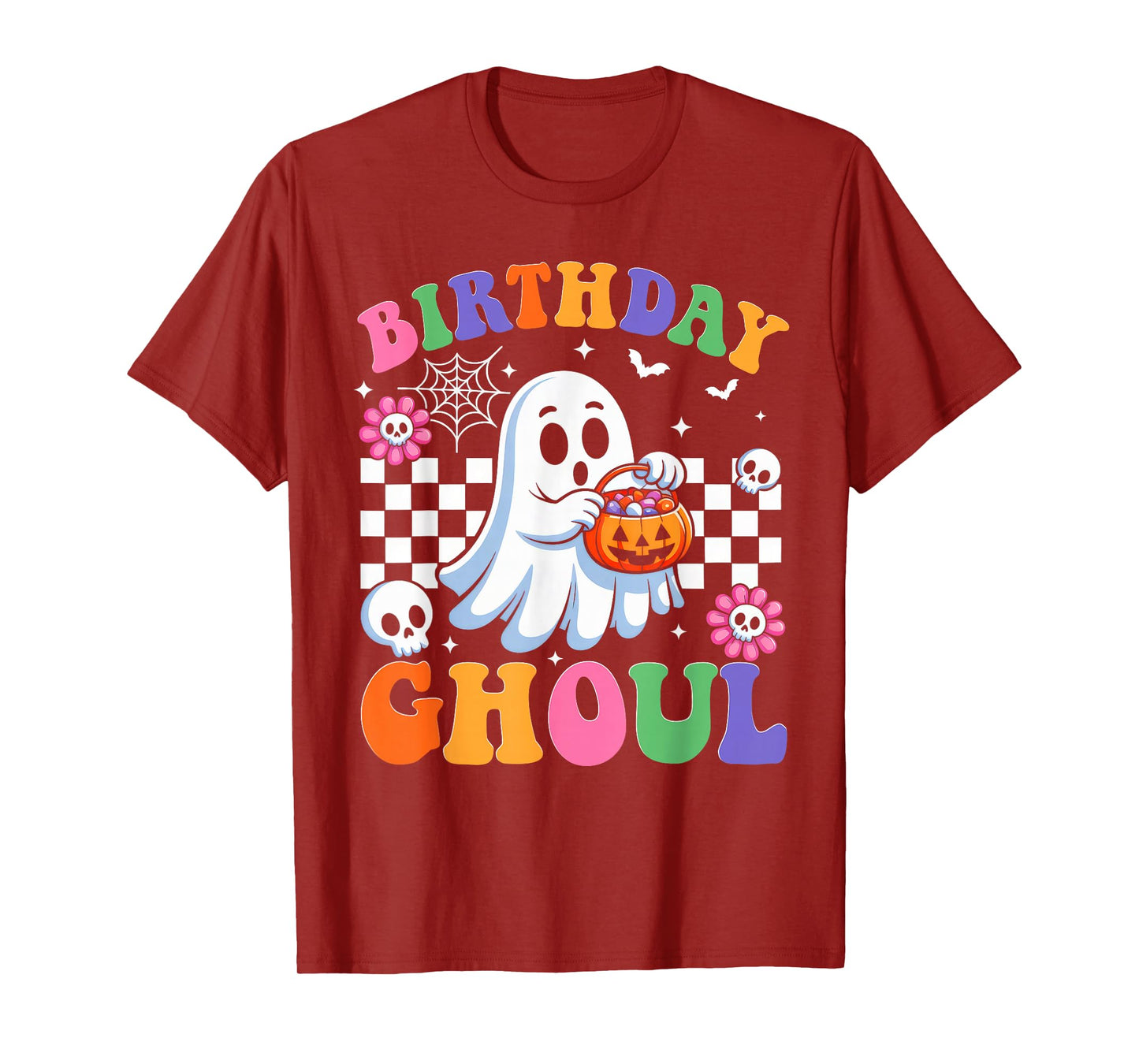 Vintage Floral Ghost Groovy Halloween Costume Birthday Ghoul T-Shirt