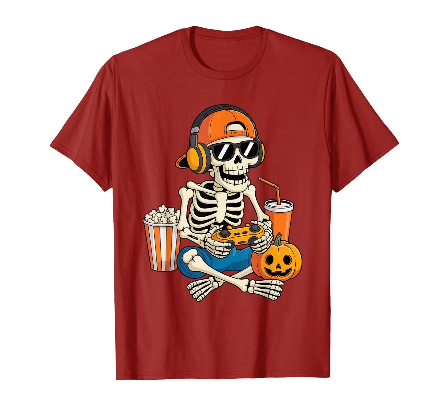 Halloween Shirts Cool Teen Boy Skeleton Gaming Men Halloween T-Shirt
