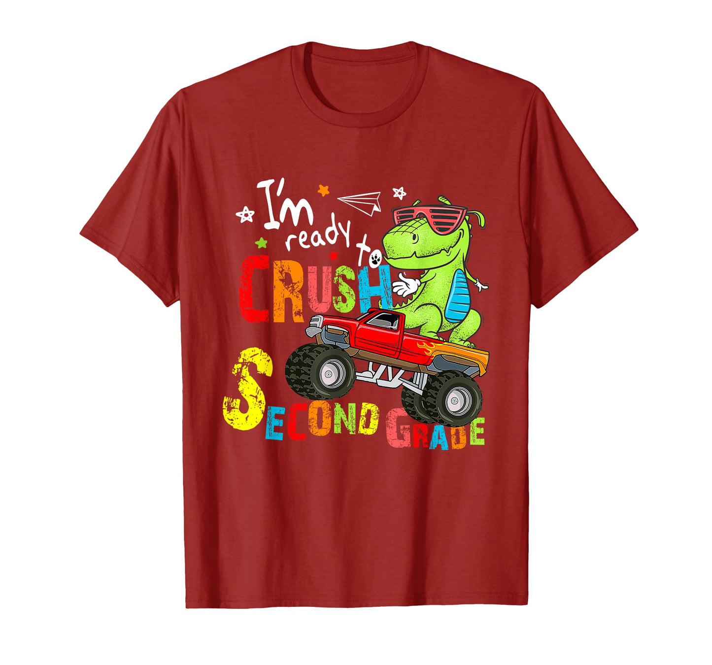 I'm Ready To Crush 2nd Grade Monster Truck Dinosaur Boys T-Shirt