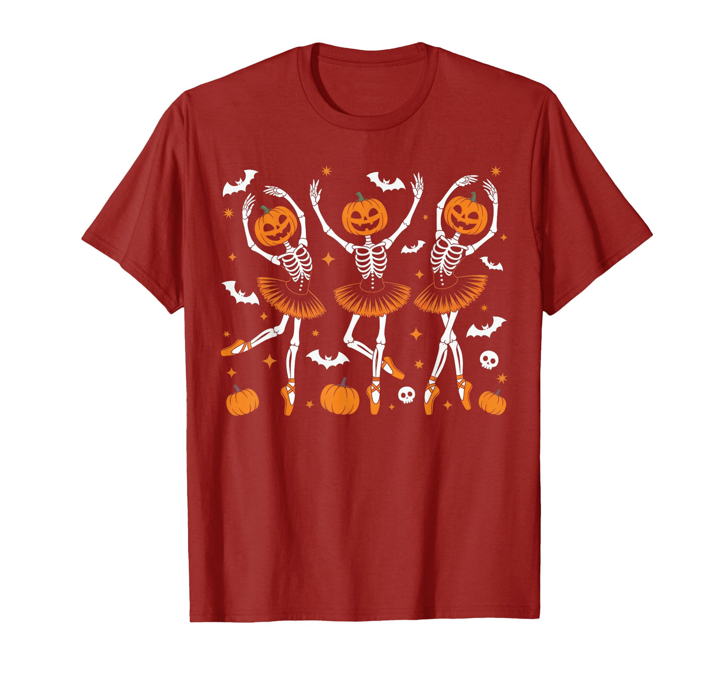 Ballet Pumpkin Skeleton Scary Halloween Men Women Boys Girl T-Shirt