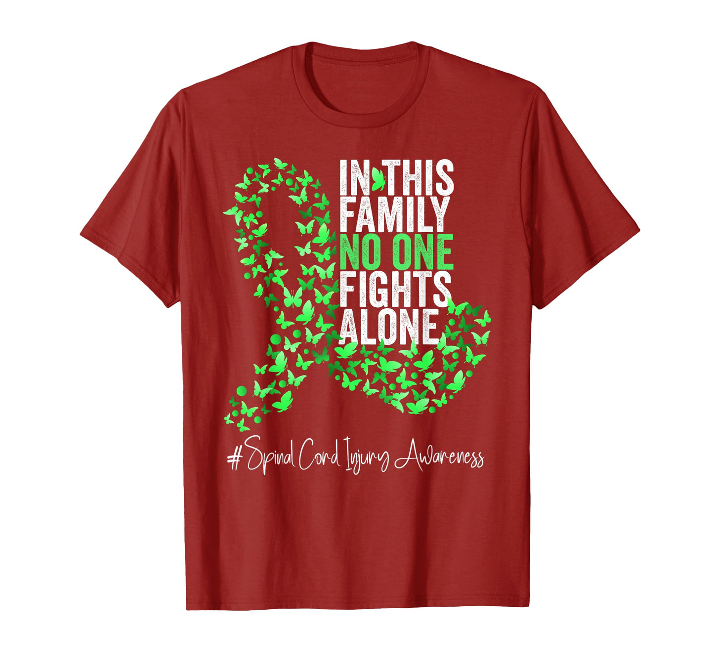 Spinal Cord Injury Awareness Month Green Ribbon Butterflies T-Shirt