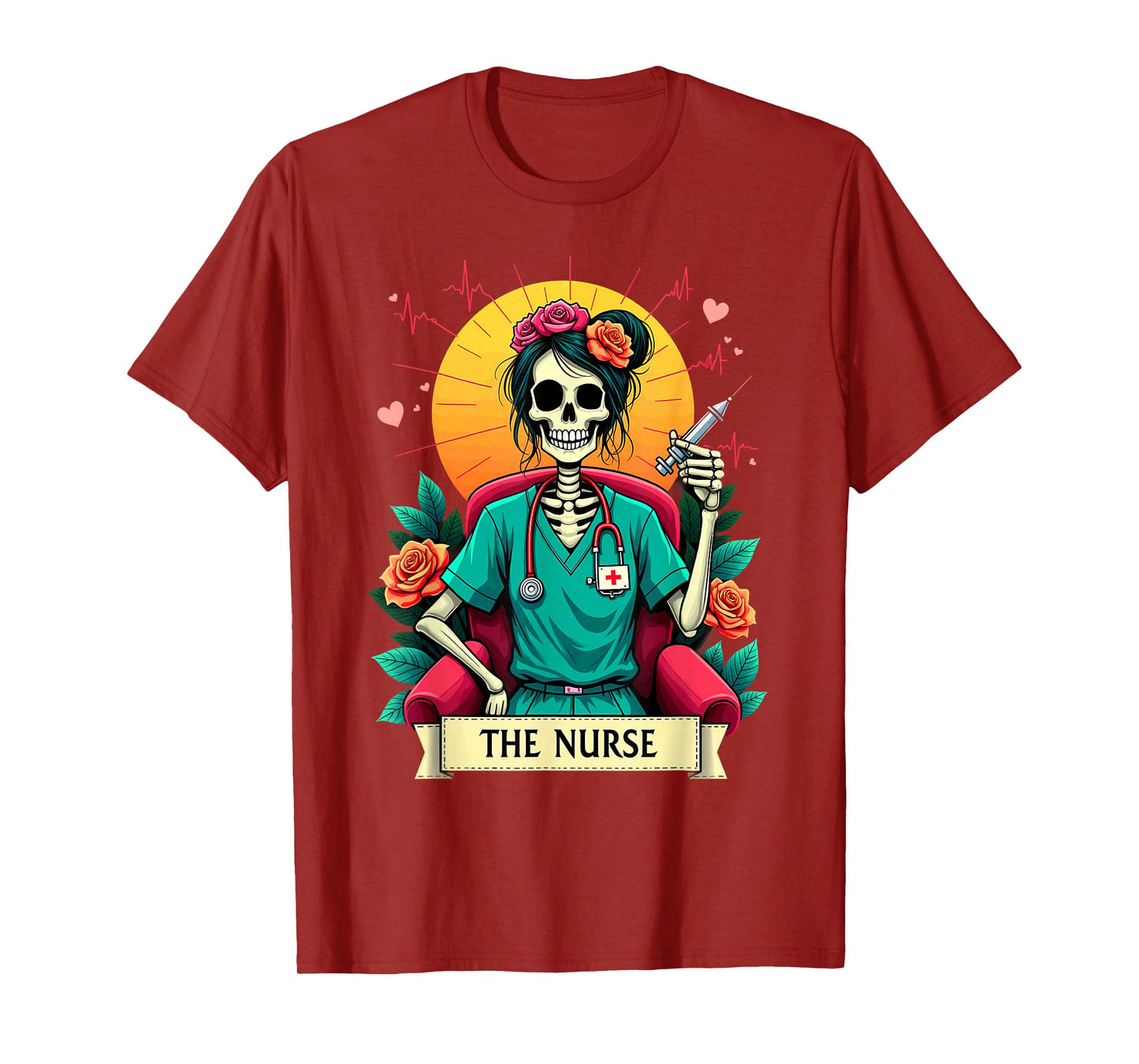 Gothic Tarot Card Nursing Skeleton The Nurse T-Shirt