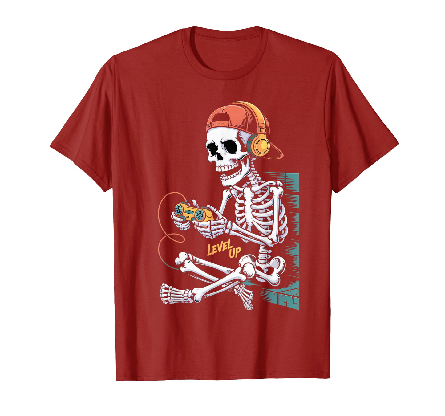 Funny Halloween Skeleton Gamer Video Gaming Boys Men Kids T-Shirt