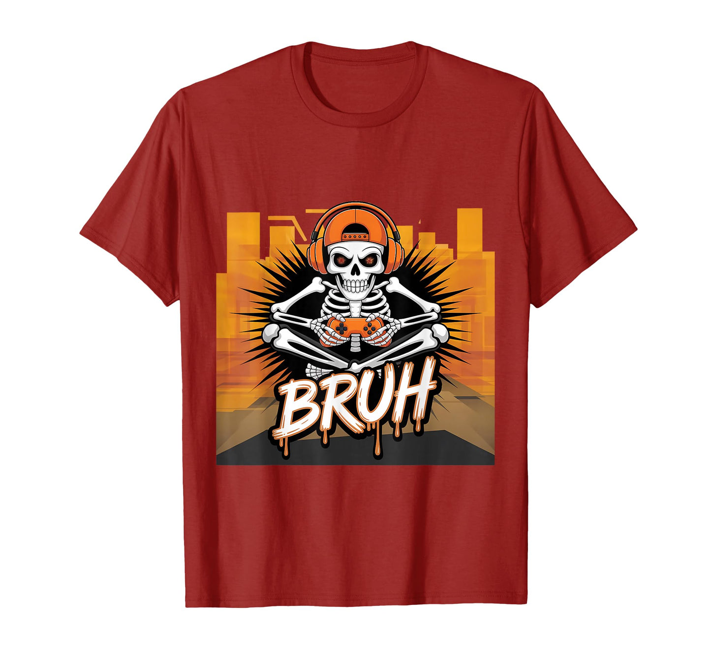 Halloween Skeleton Video Gaming Gamer Youths Teens & Men T-Shirt