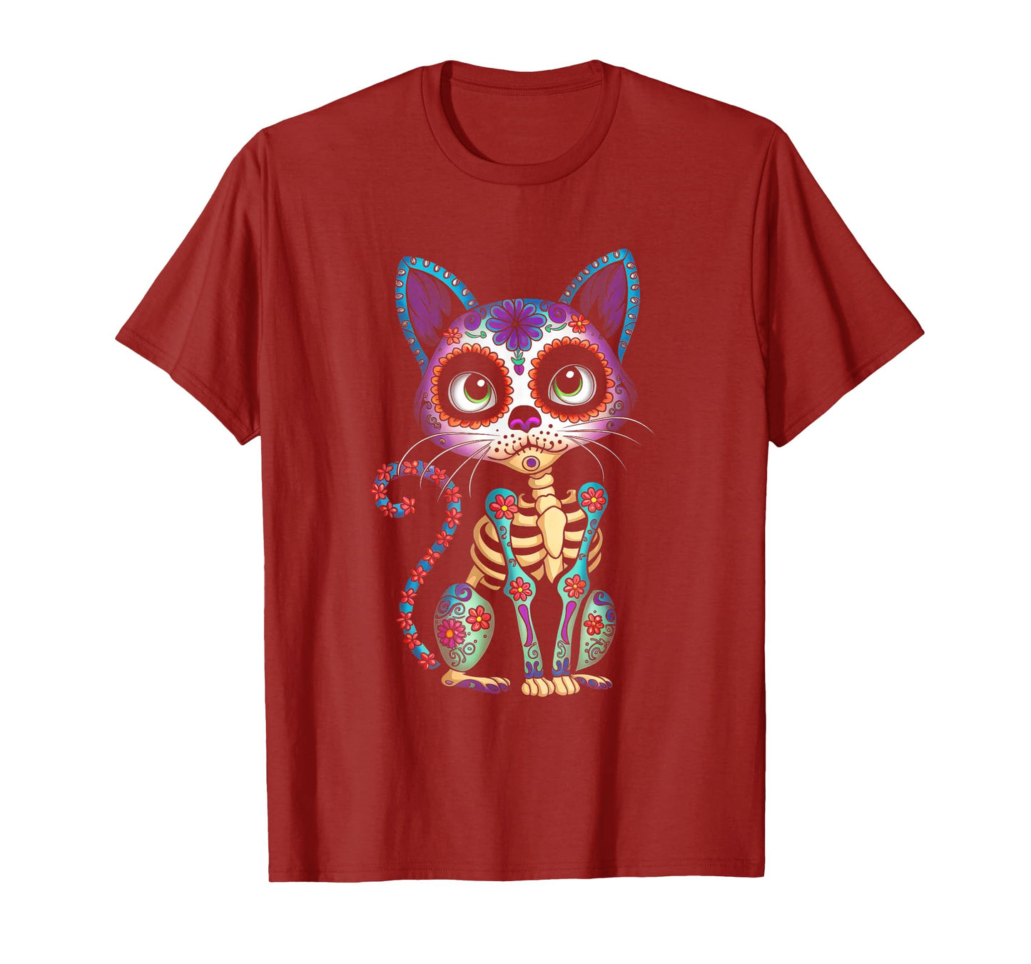 Dia De Los Muertos Cinco De Mayo Cat Sugar Skull Men Women T-Shirt