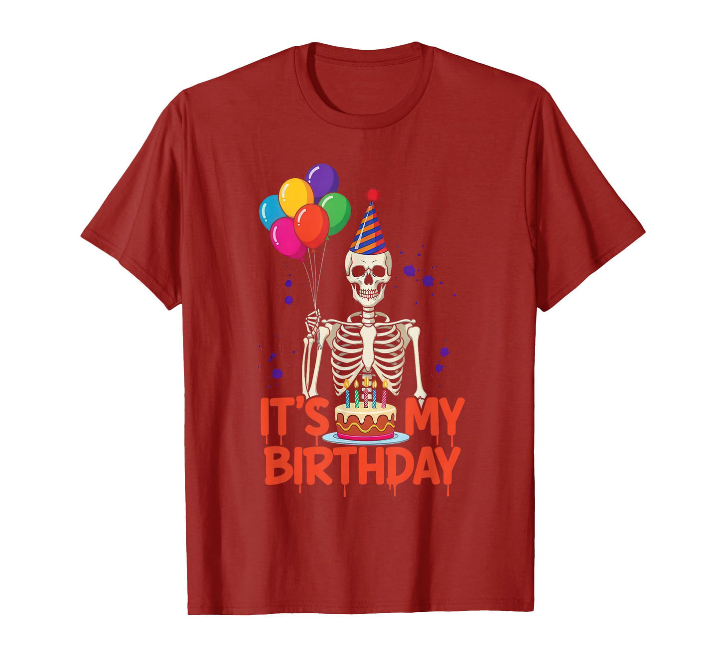 Skeleton Birthday Party Halloween Funny Balloons Cake T-Shirt