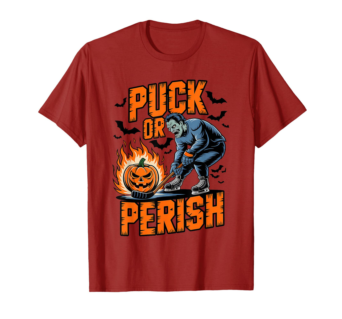 Puck or Perish Funny Hockey Zombies Halloween T-Shirt