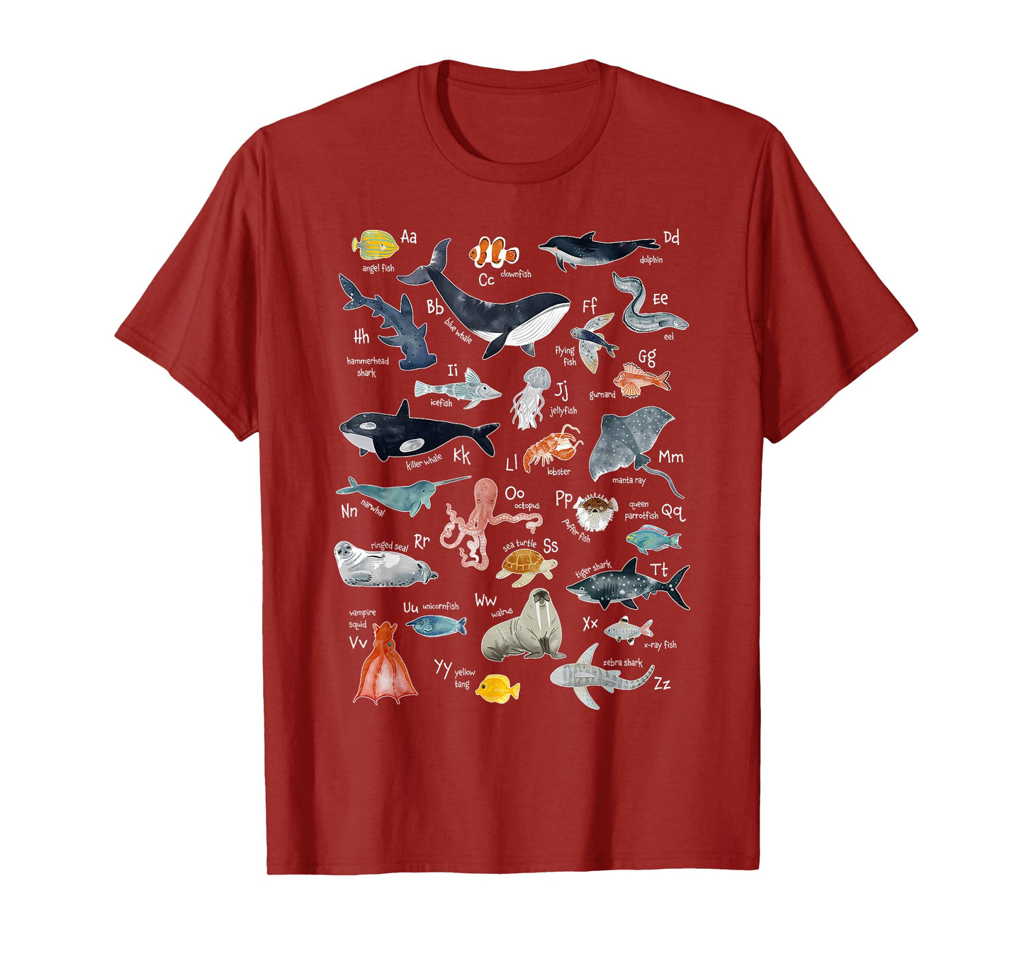Sea Animals Alphabet Ocean Life Exploration Sea Creatures T-Shirt