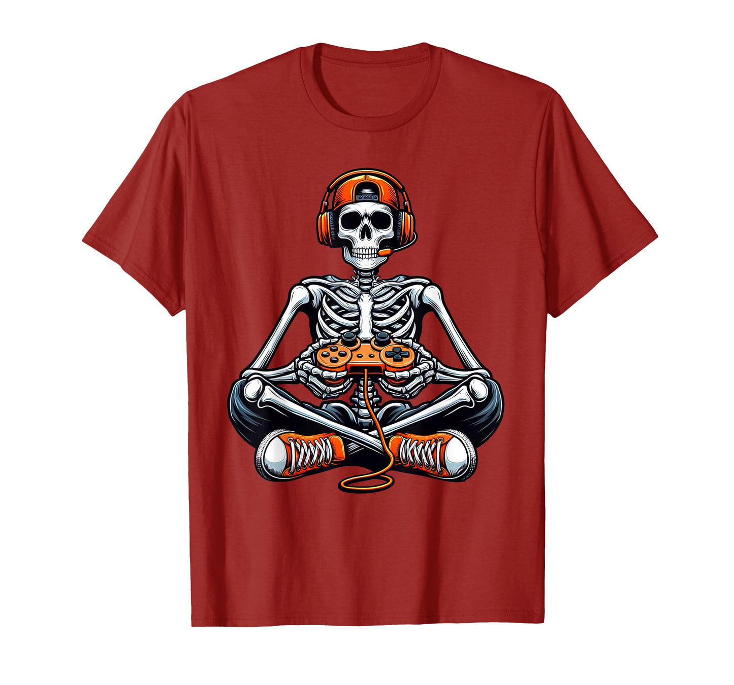 Skeleton Halloween Shirts Gamer Video Gaming Boys Men Kids T-Shirt