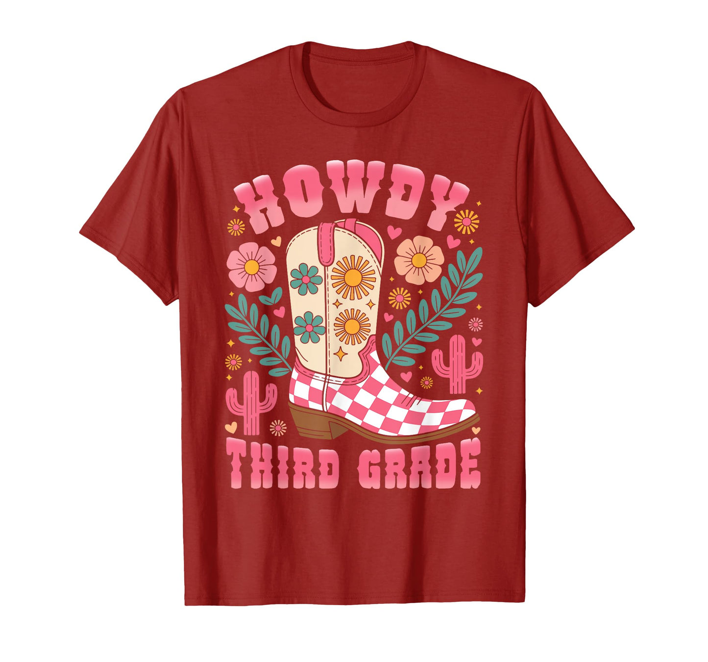 Howdy Third Grade Western 3rd Grade Teacher Cowboy Cowgirls T-Shirt